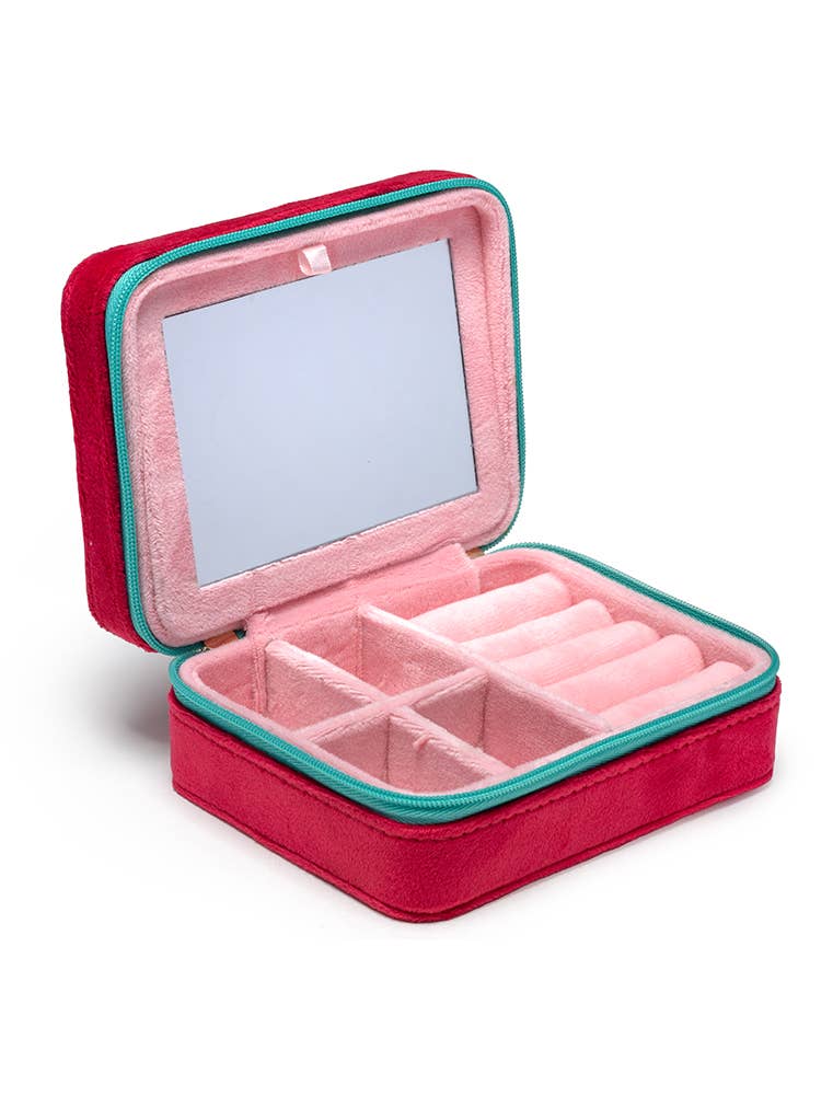 Strawberry Velvet Jewelry Zip Case