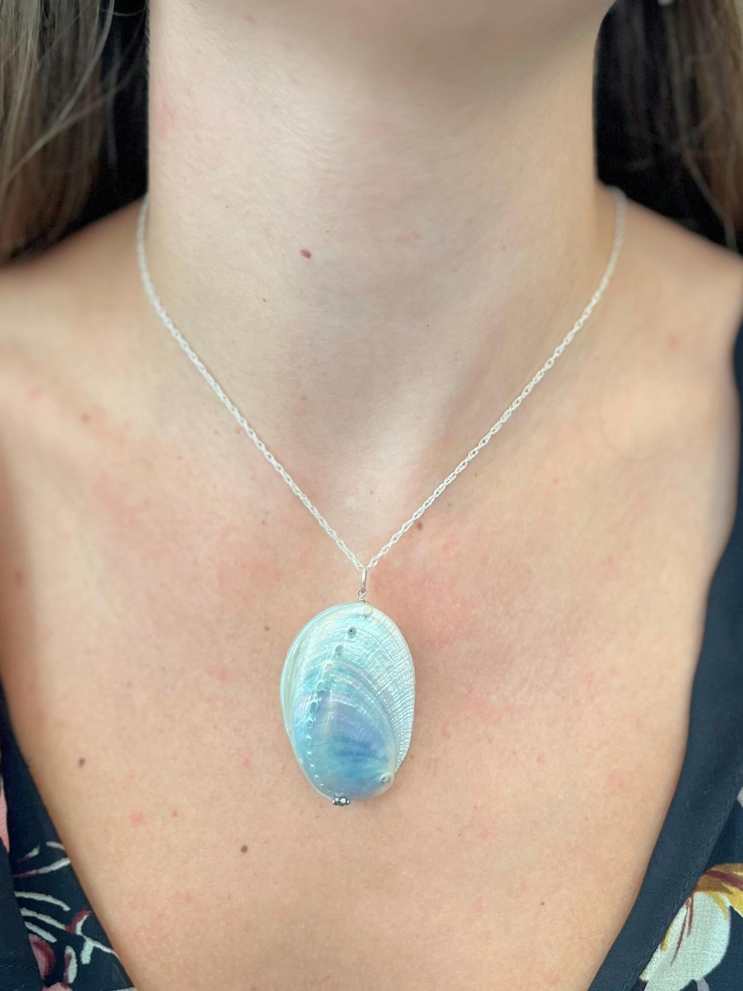 Abalone Puff in Silver and Blue Charm