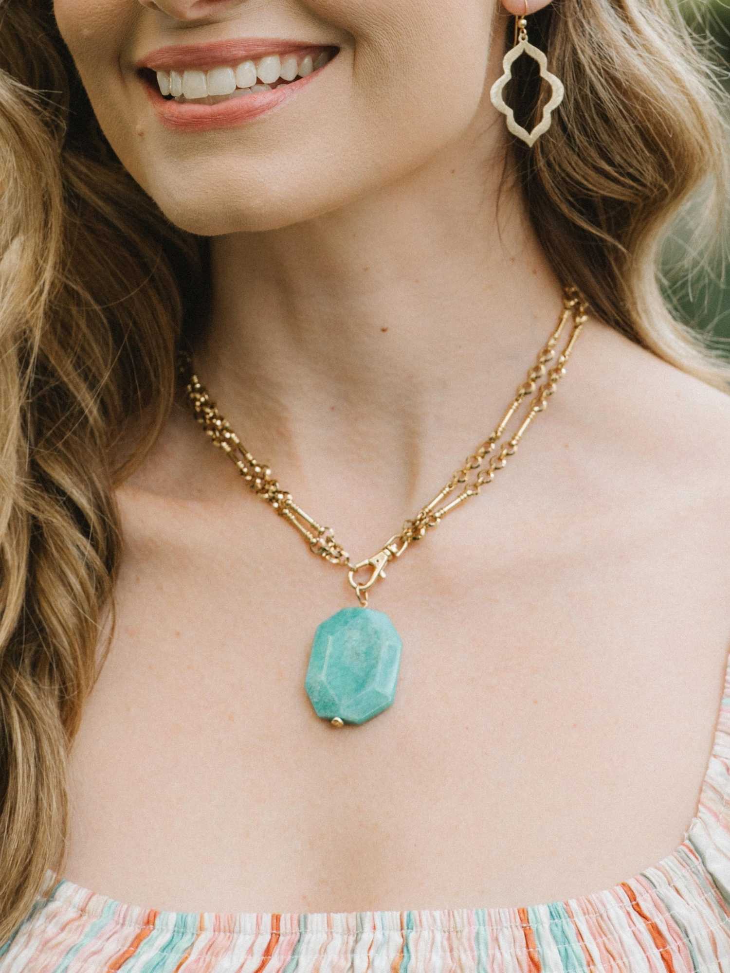 Amazonite Slab Necklace Charm