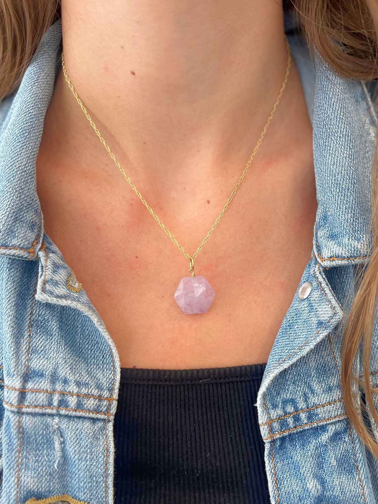 Amethyst Hexagon Charm