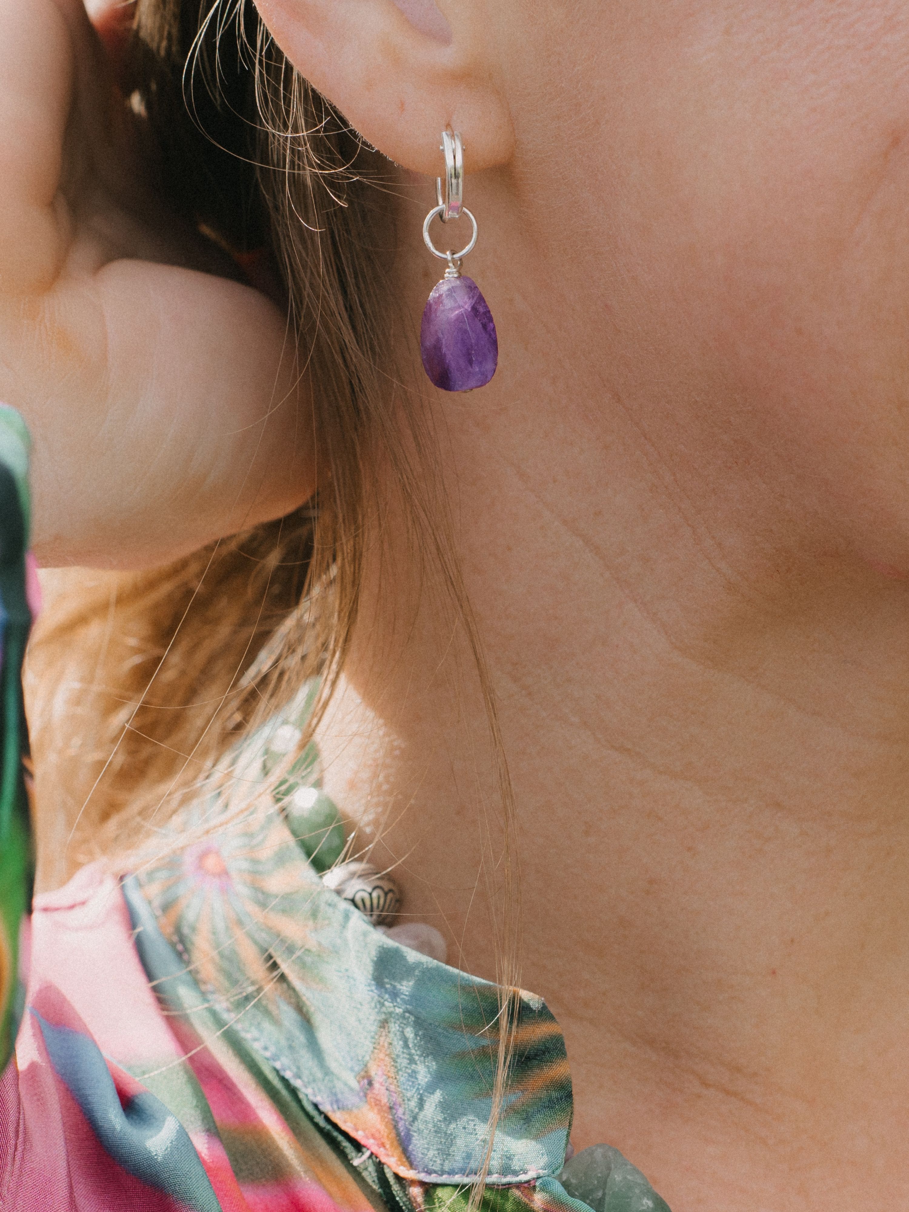 Amethyst Teardrop Charm