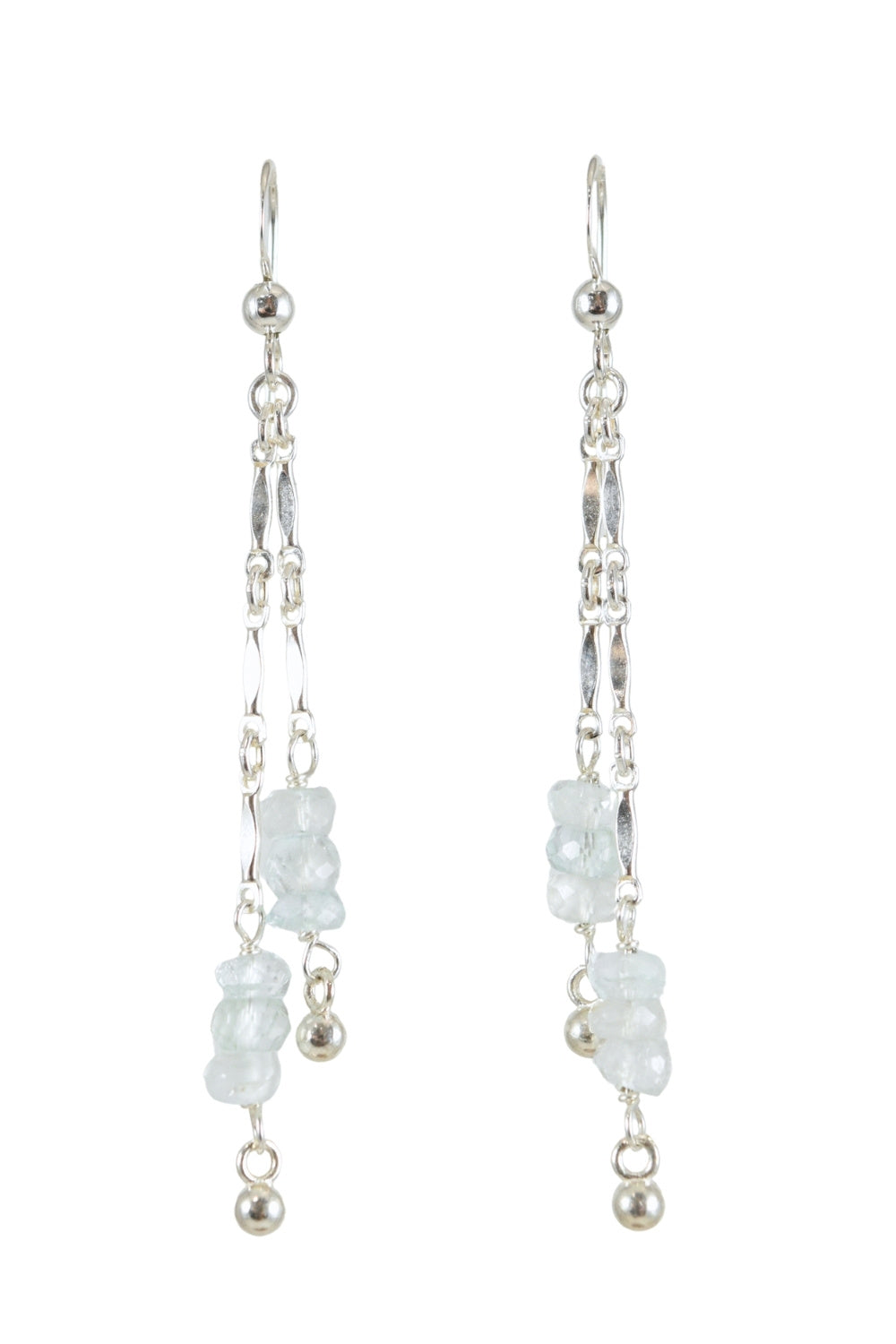 Beaded Bar Earrings in Aquamarine