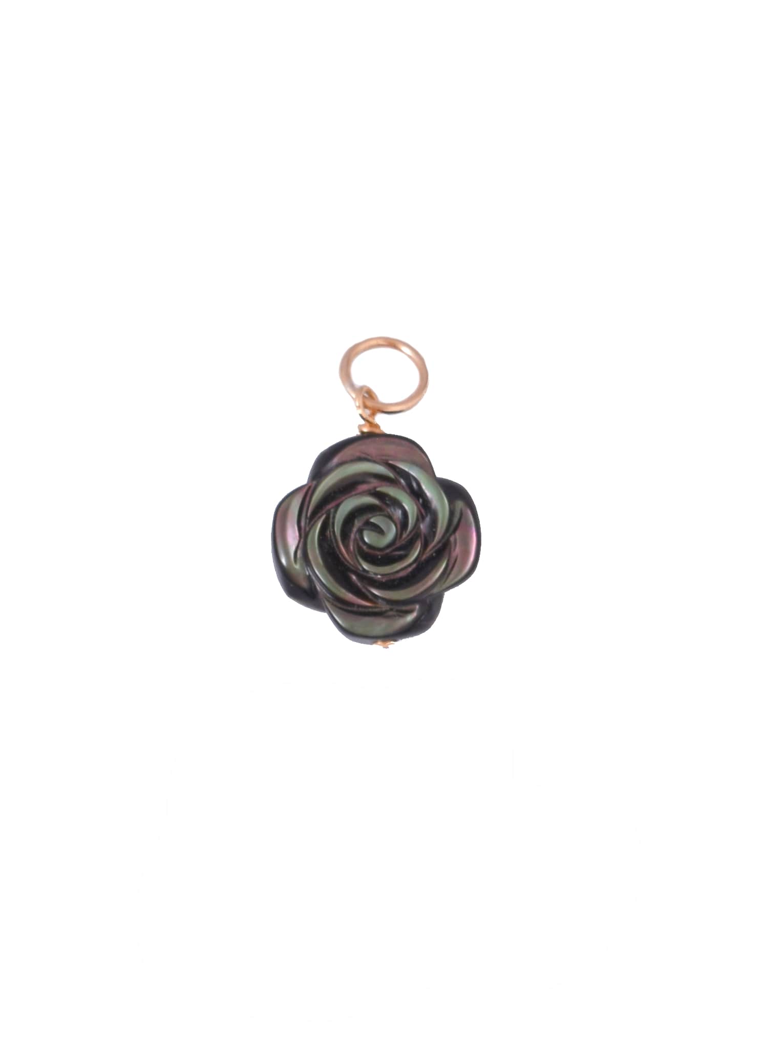 Carved Rose Charm in Black Mother of Pearl