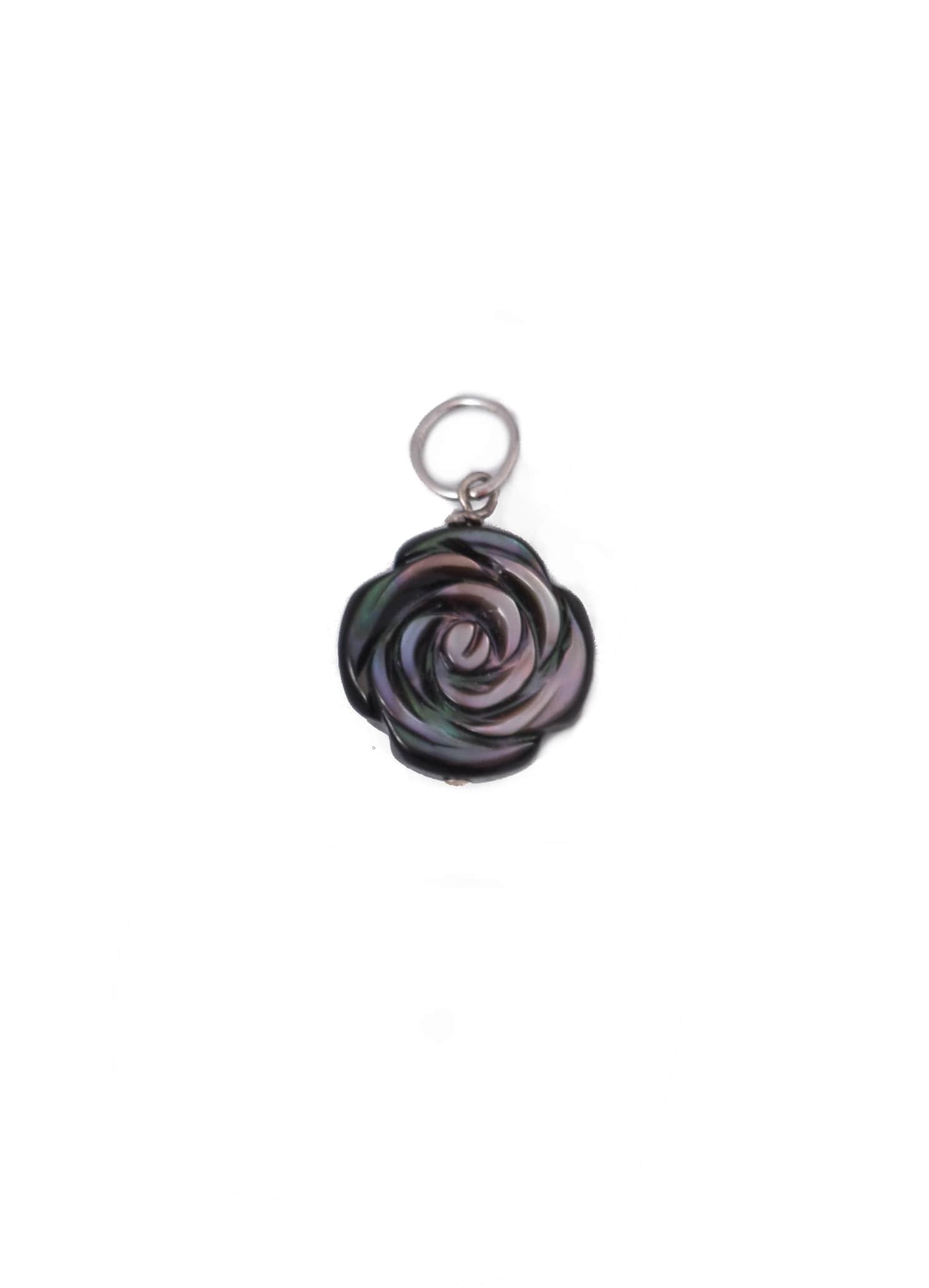 Carved Rose Charm in Black Mother of Pearl