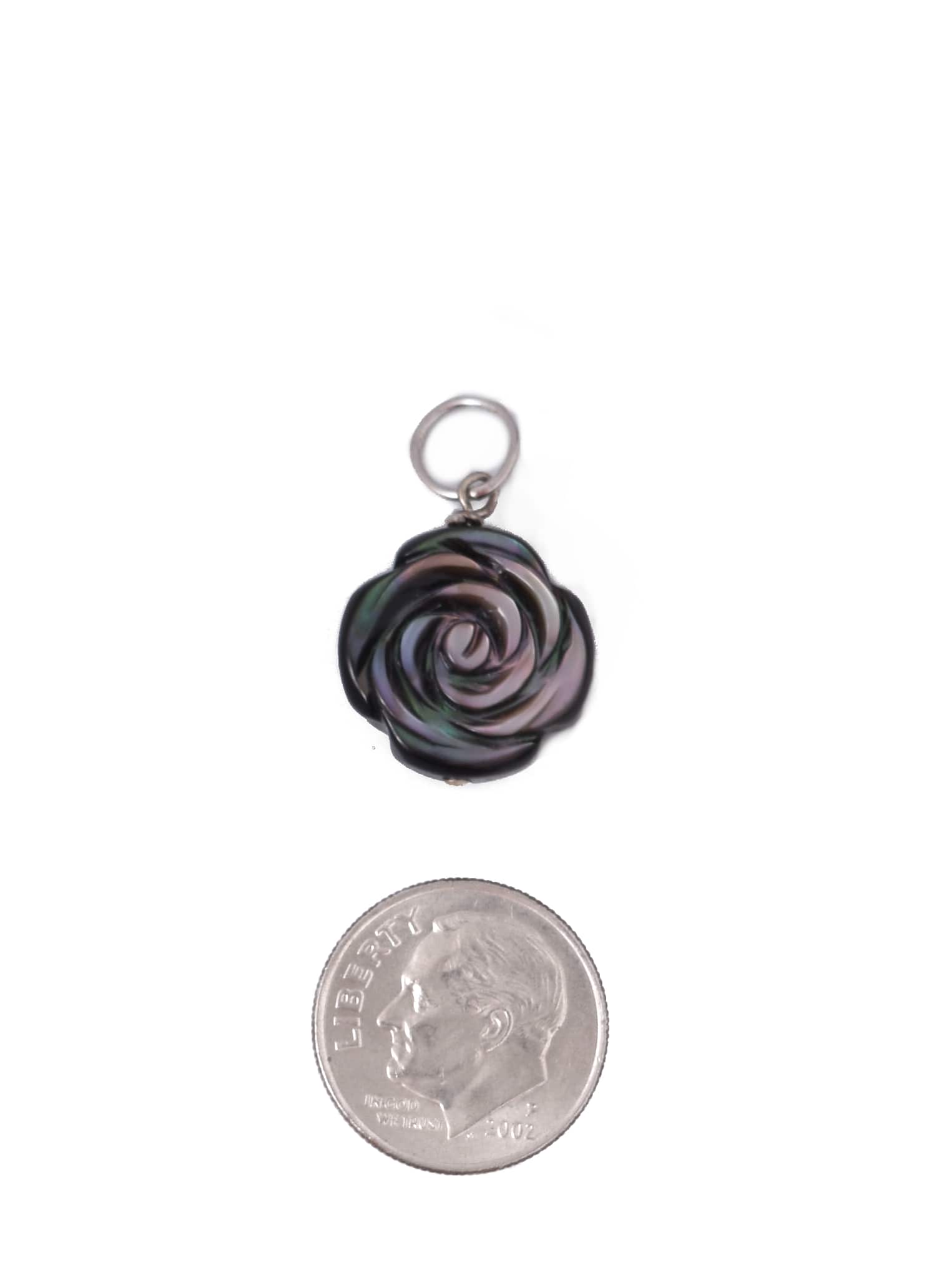 Carved Rose Charm in Black Mother of Pearl