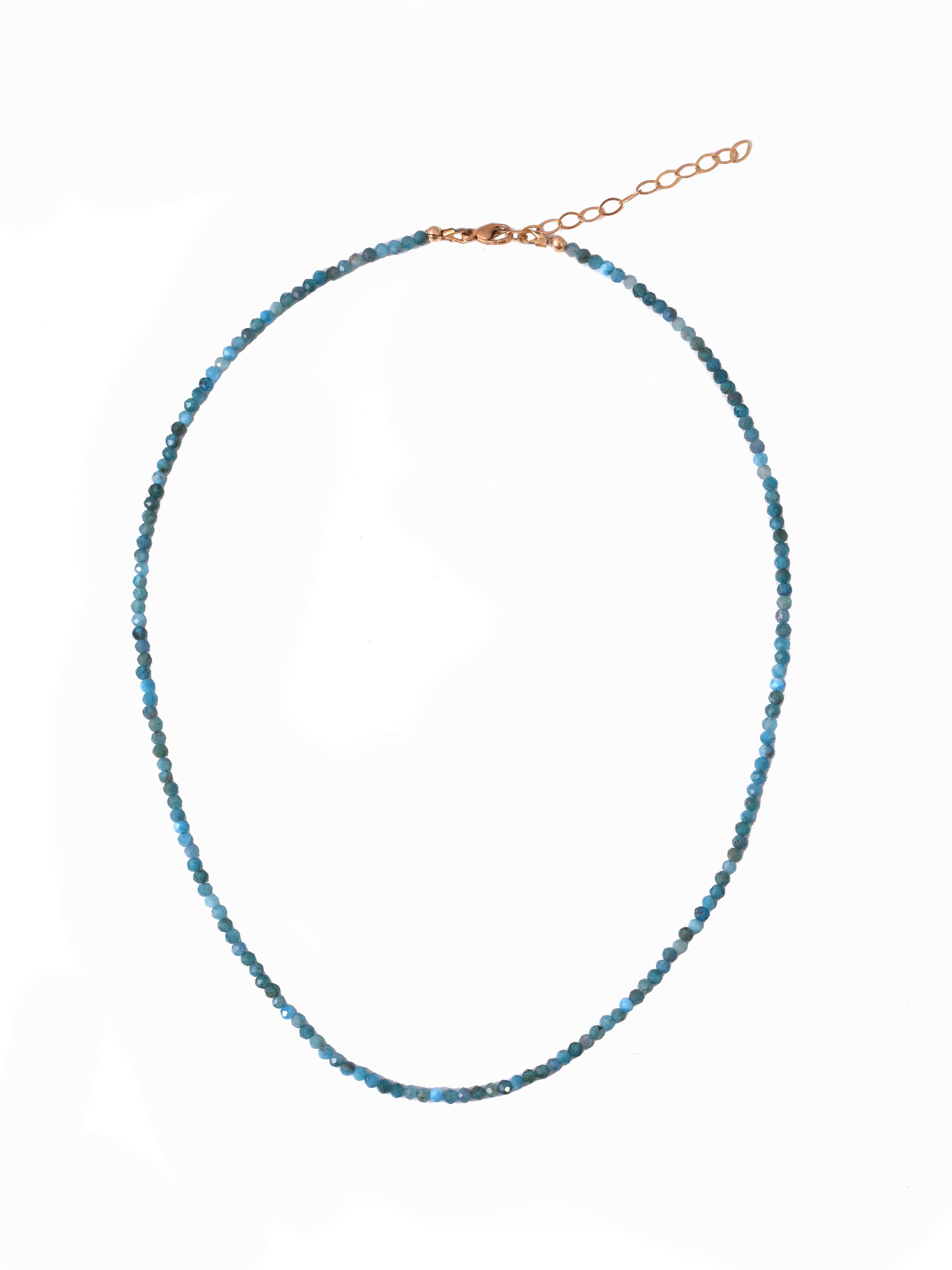 Blue Apatite Dainty Beaded Necklace