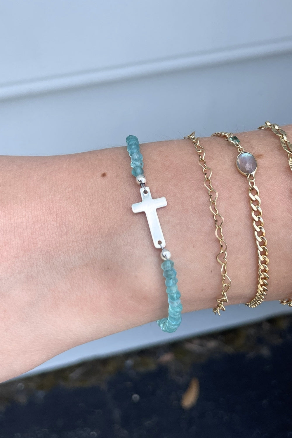 Blue Topaz Cross Bracelet