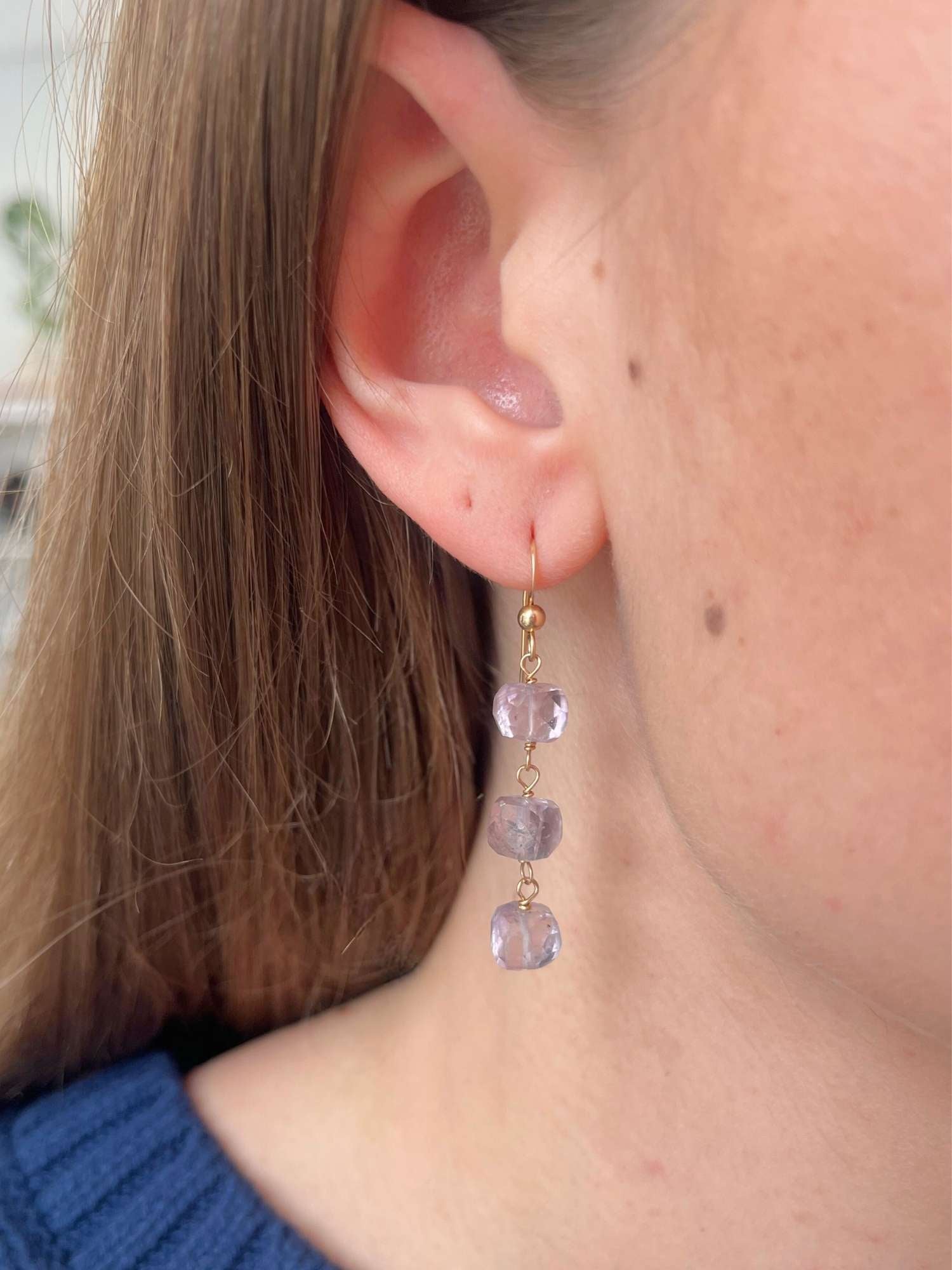 Cara Cube Earrings in Amethyst