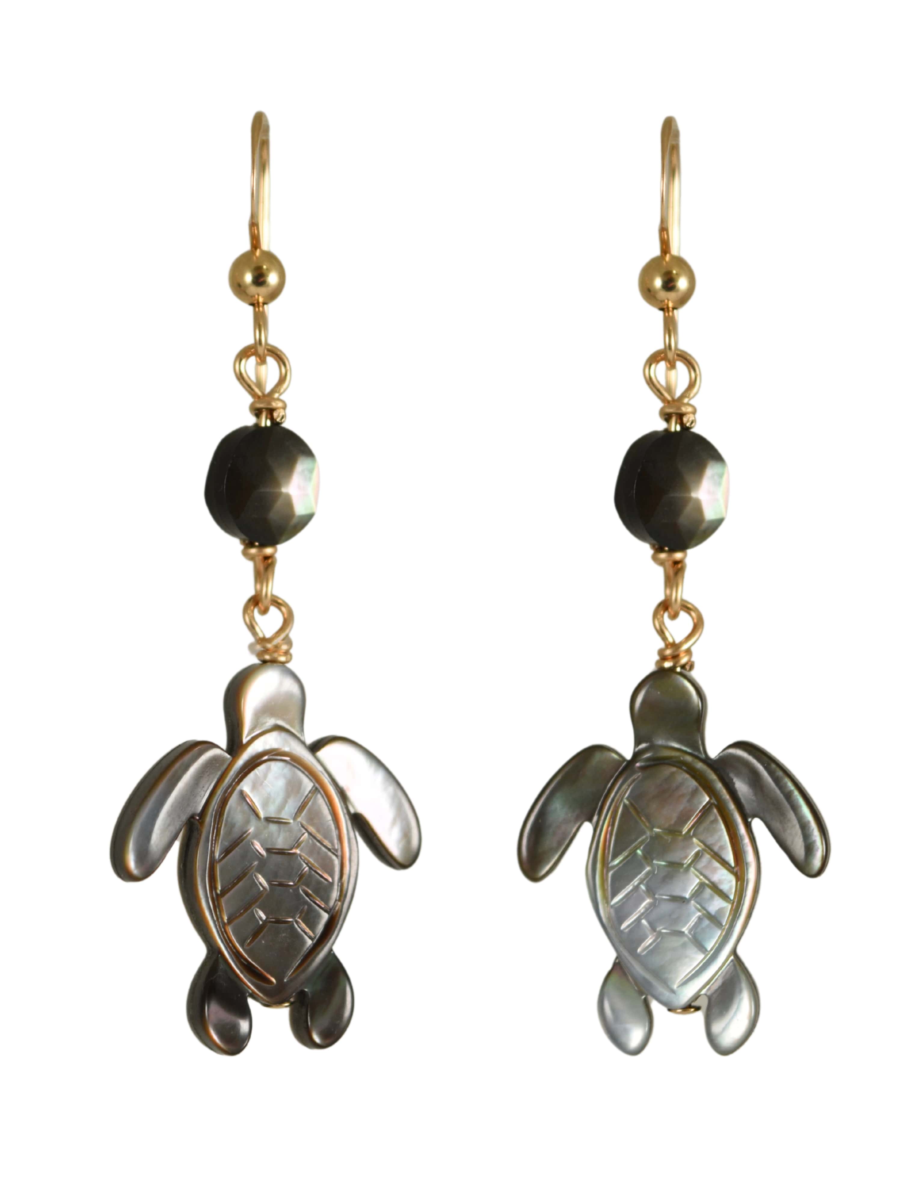 Caretta Turtle Earrings in Black