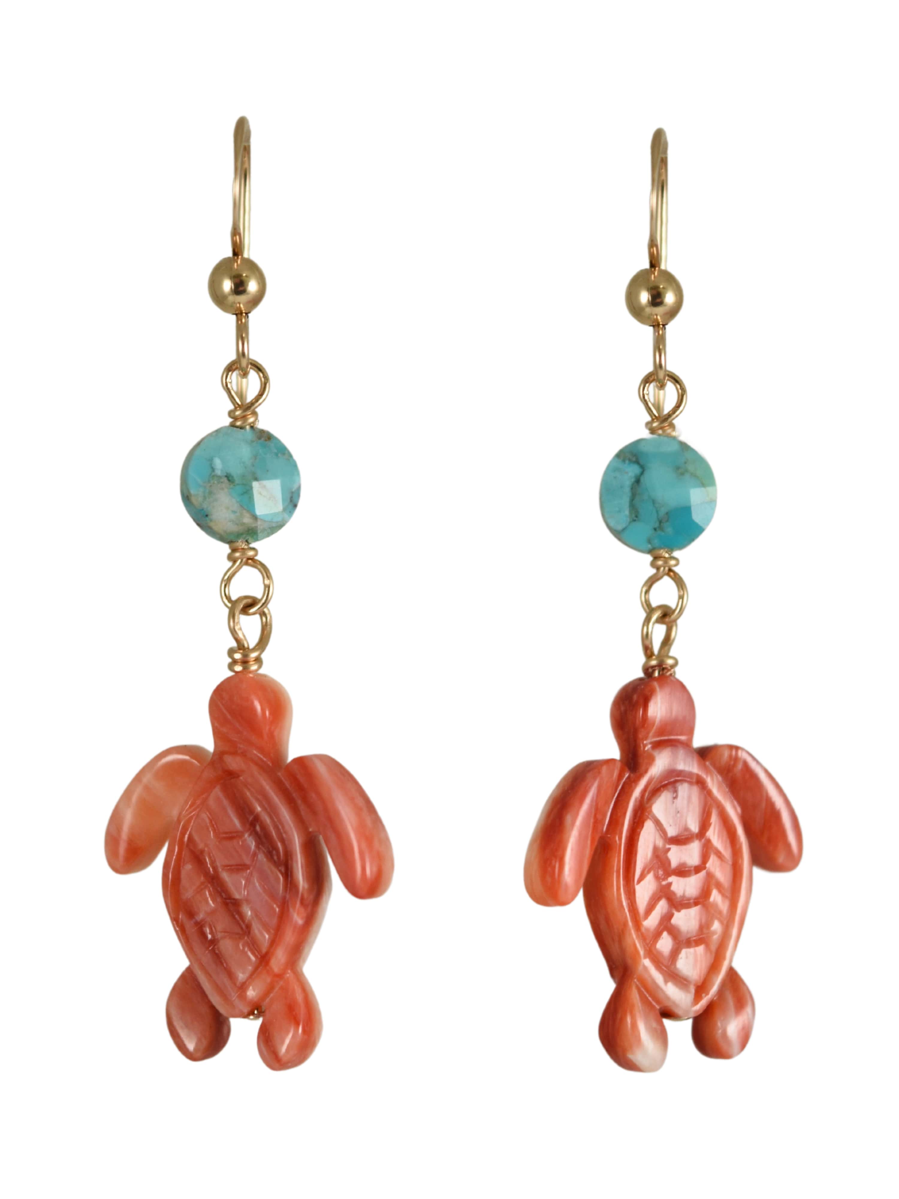 Caretta Turtle Earrings in Orange