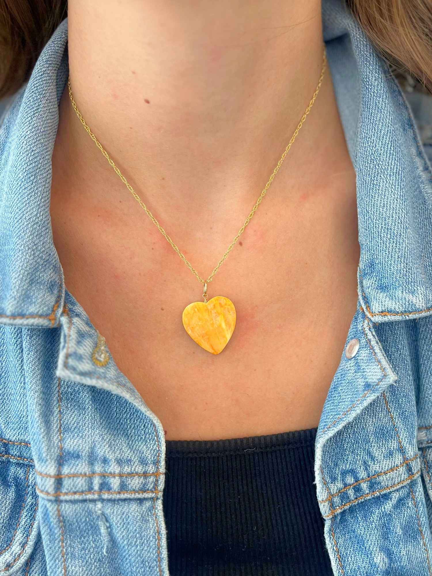 Carved Orange Heart Charm