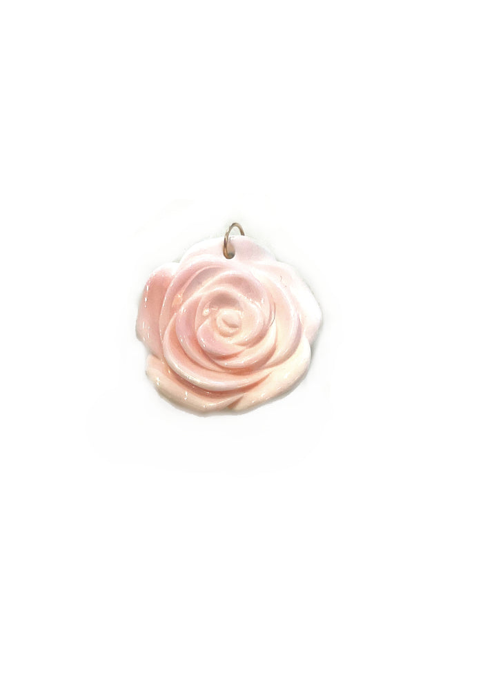 Carved Rose Charm in Pink Conch