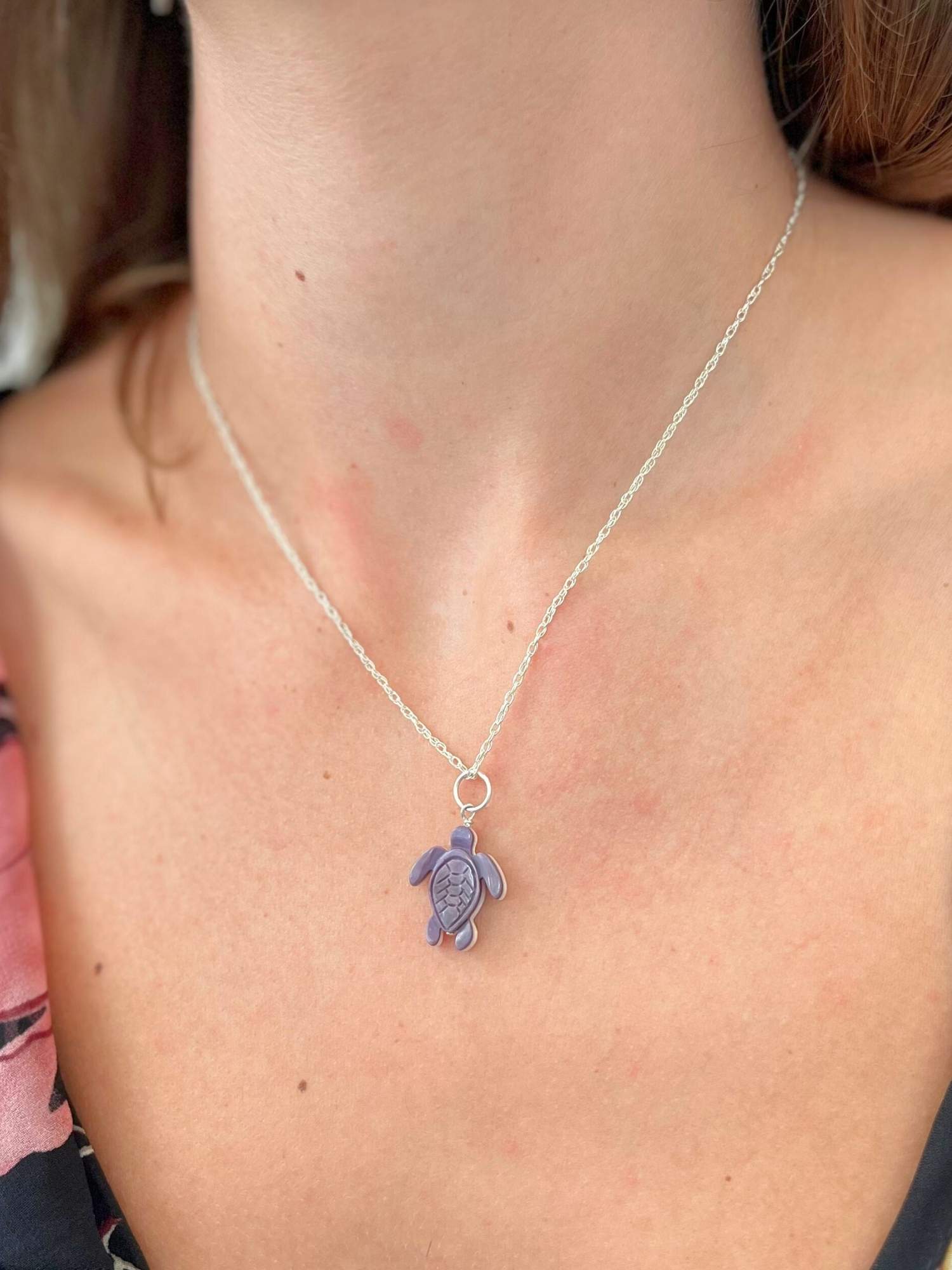Carved Turtle Charm in Purple Spiny Oyster