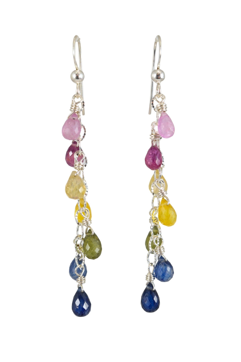 Cascading Rainbow Sapphire Earrings