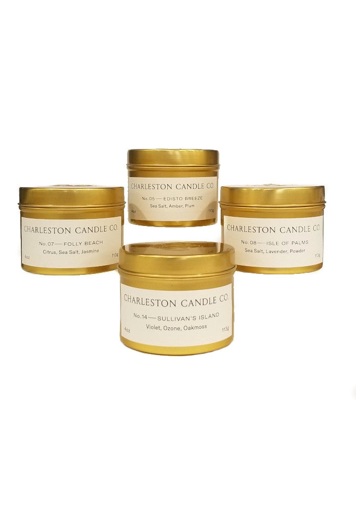 Charleston Christmas Gold Tin Candle