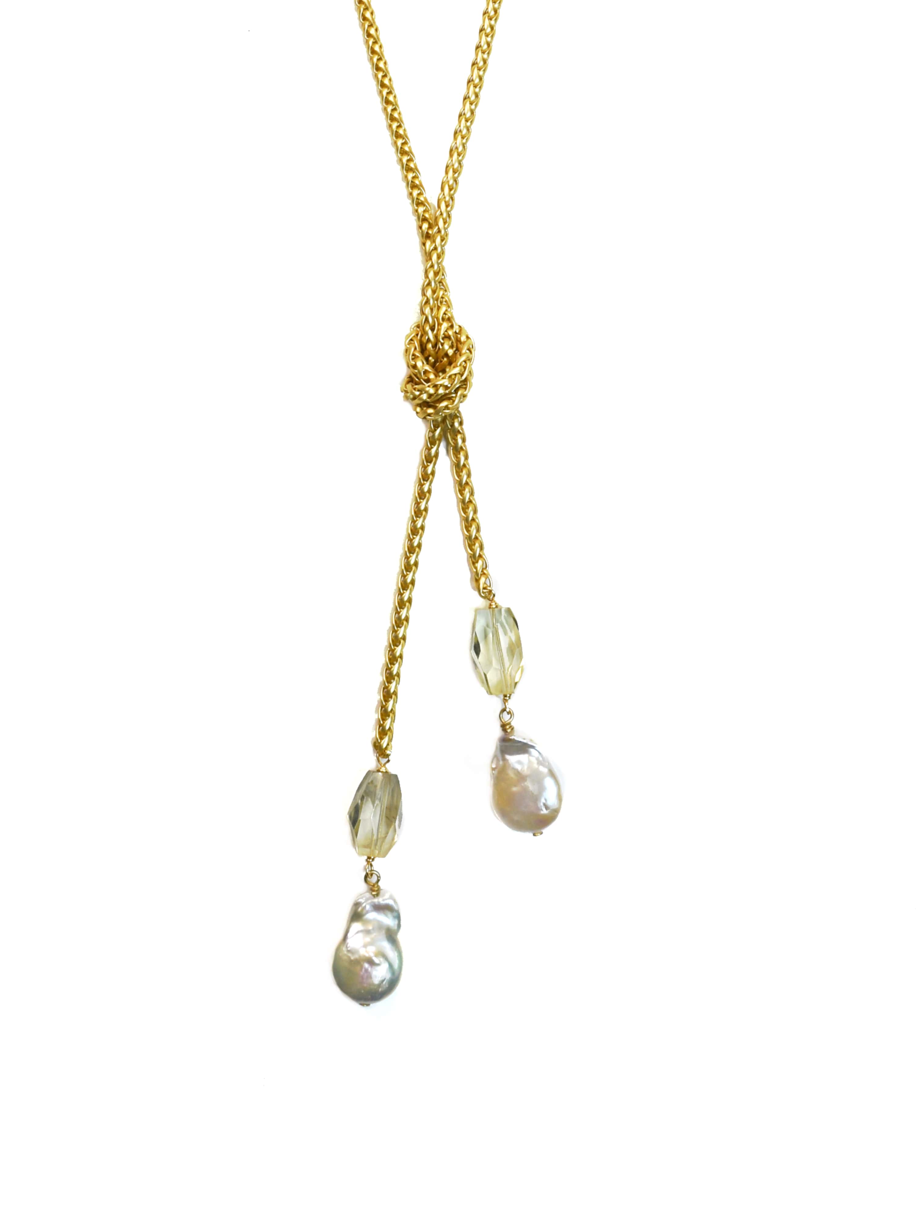 Cindy Citrine Lariat Necklace