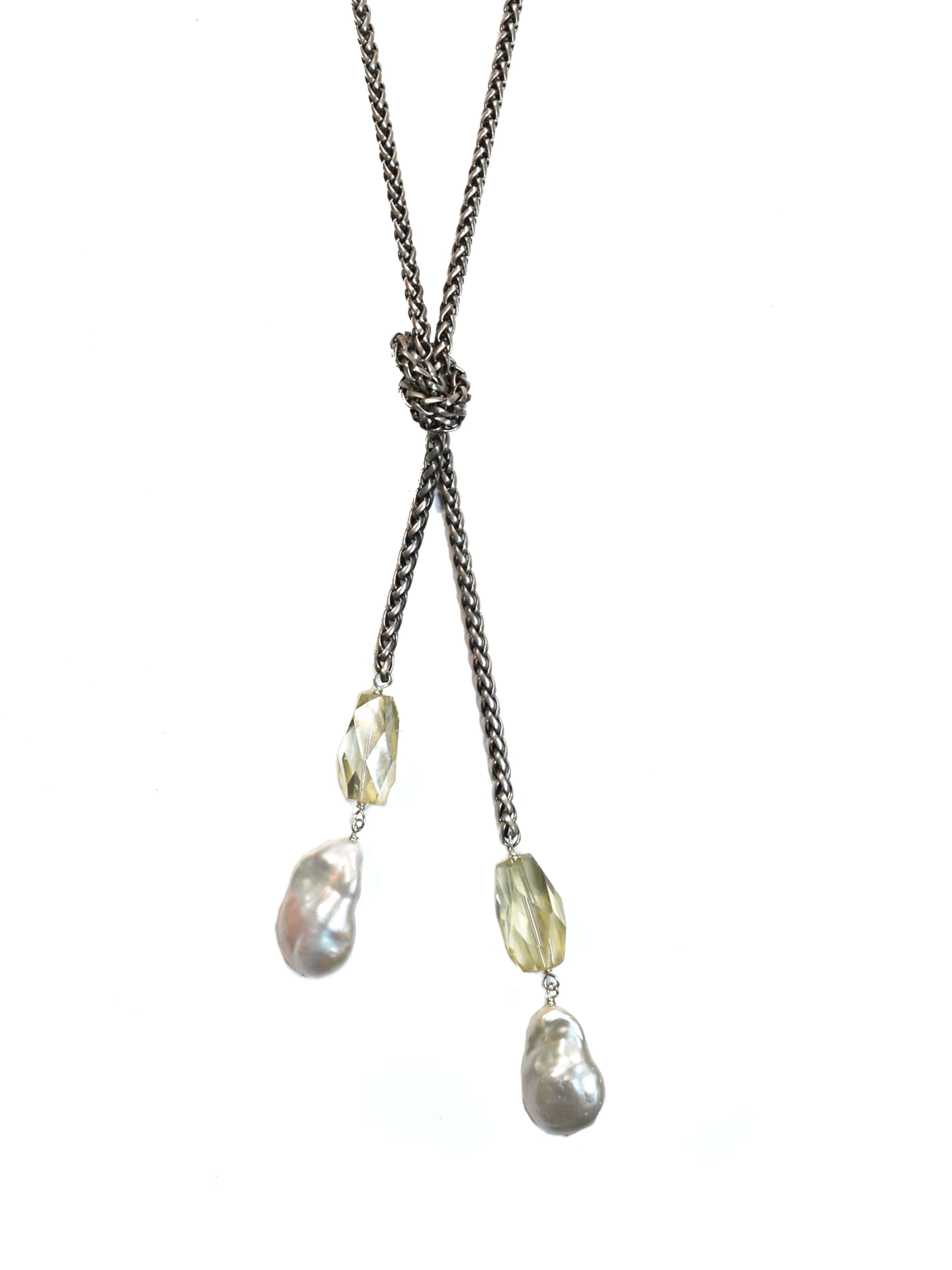 Cindy Citrine Lariat Necklace