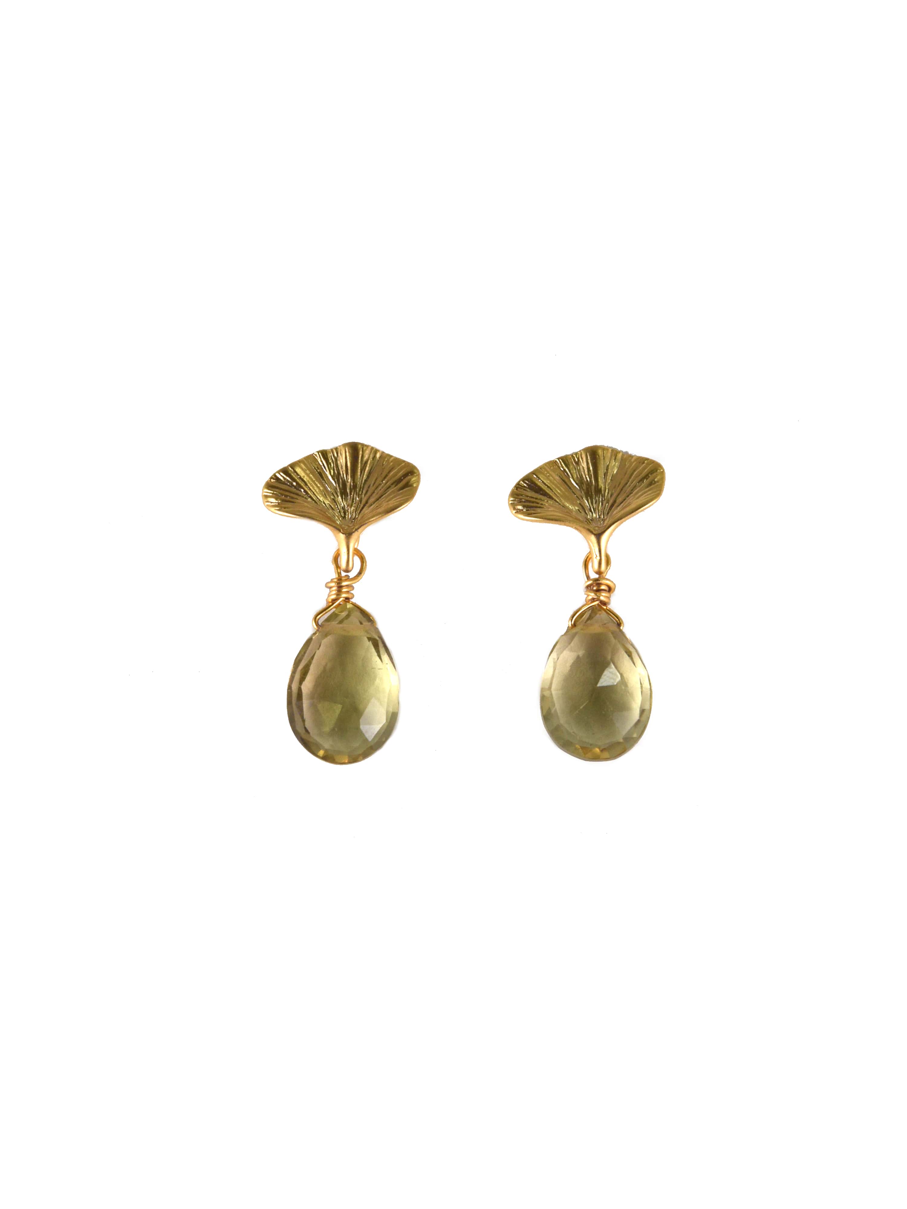 Gingko Earrings in Citrine