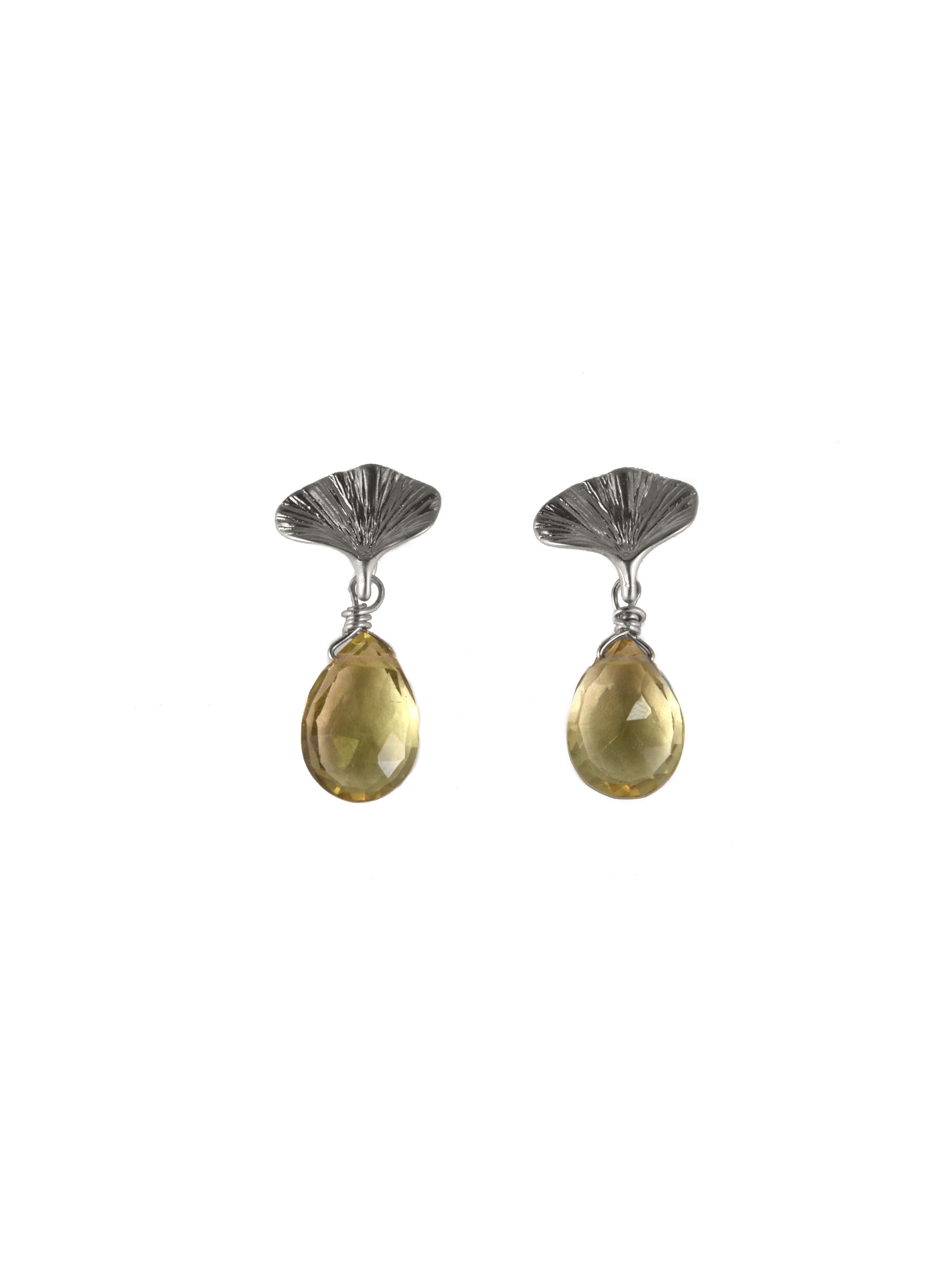 Gingko Earrings in Citrine