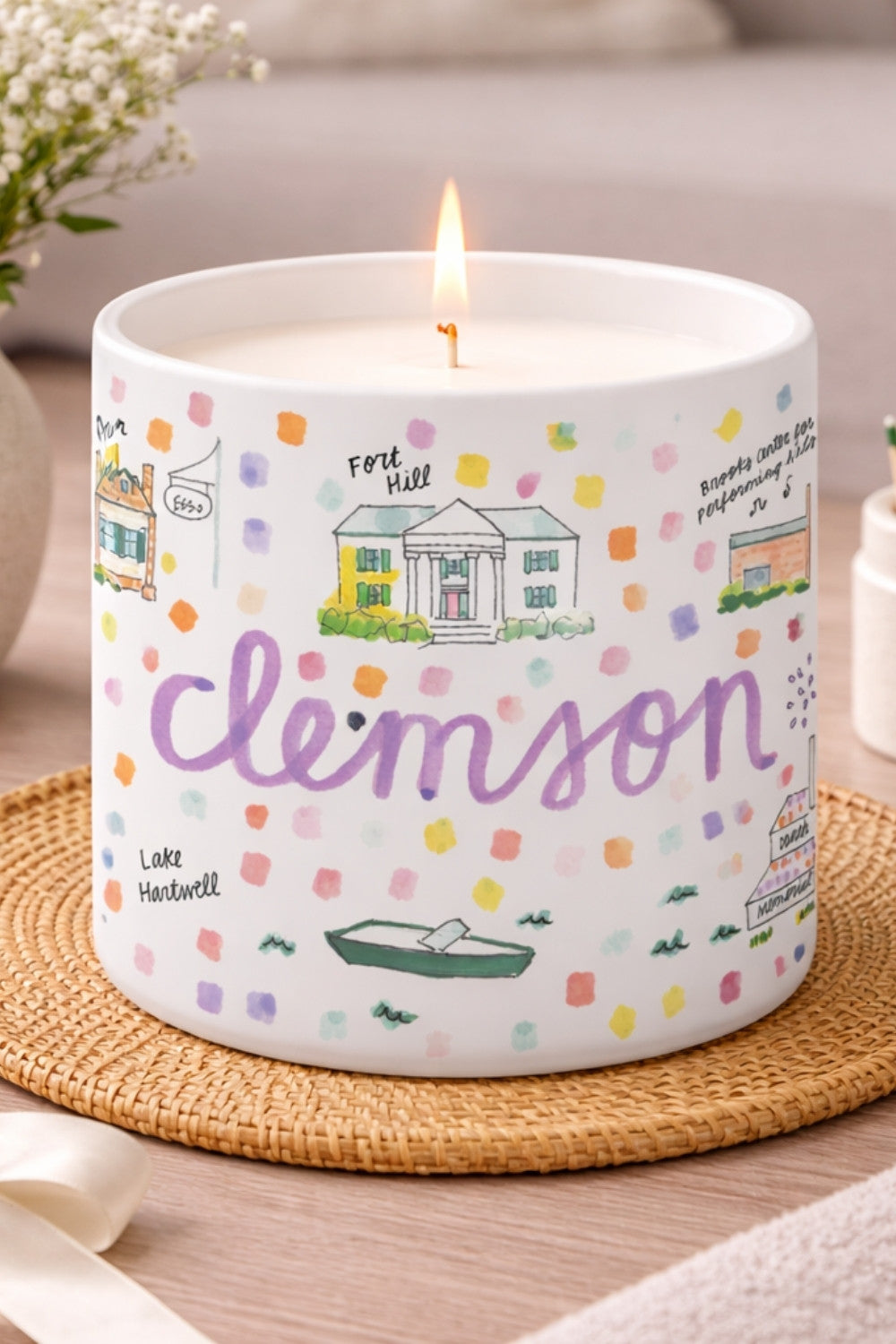 Clemson Watercolor Candle