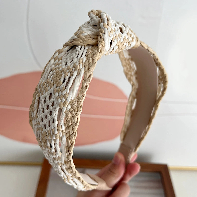 NWOT Knotted Patterned Fabric Headband in Brown and Cream Brown Leopard Print Knot Headband | Yours Clothing main image 4