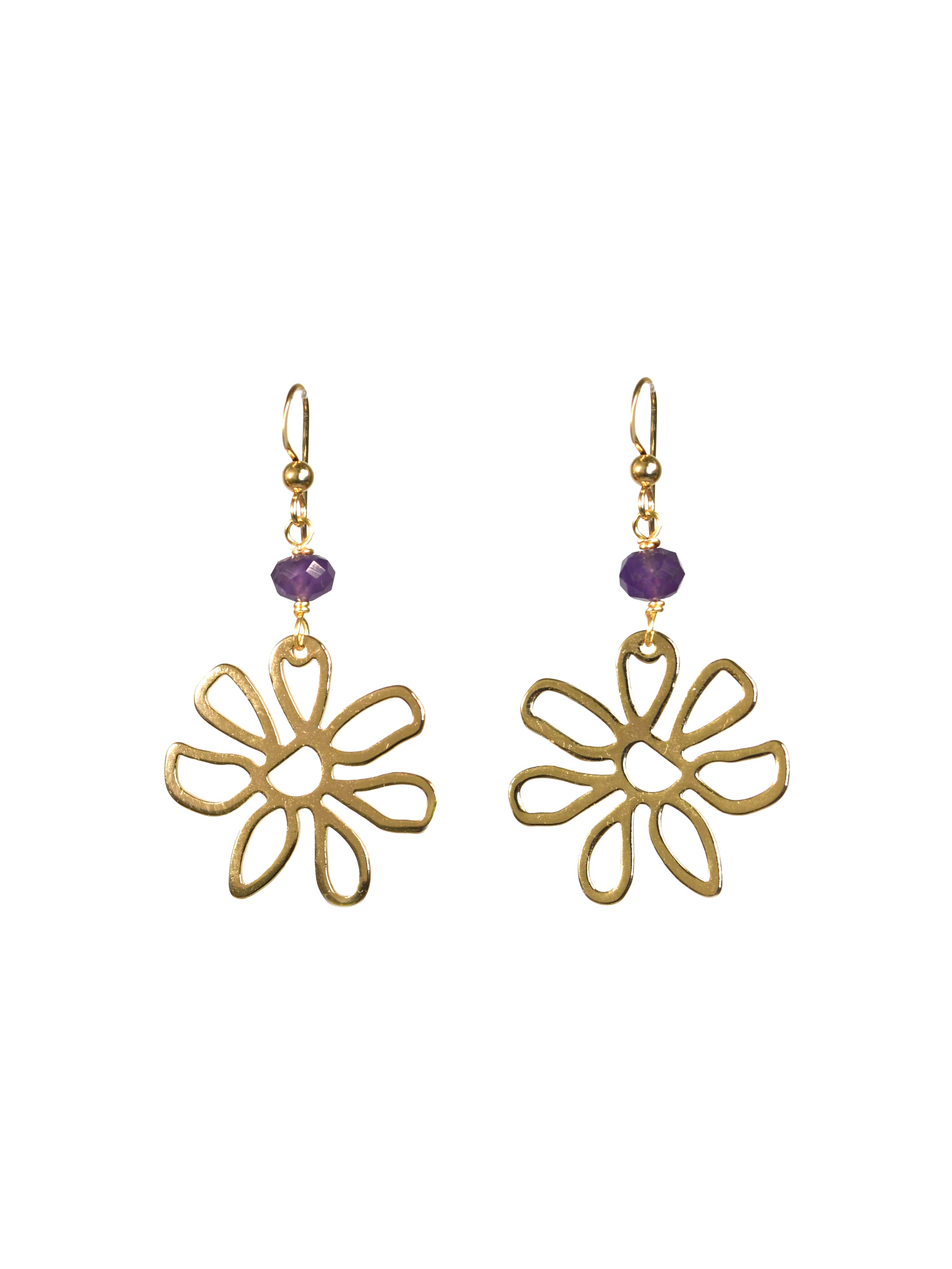 Golden Daisy Earrings in Amethyst