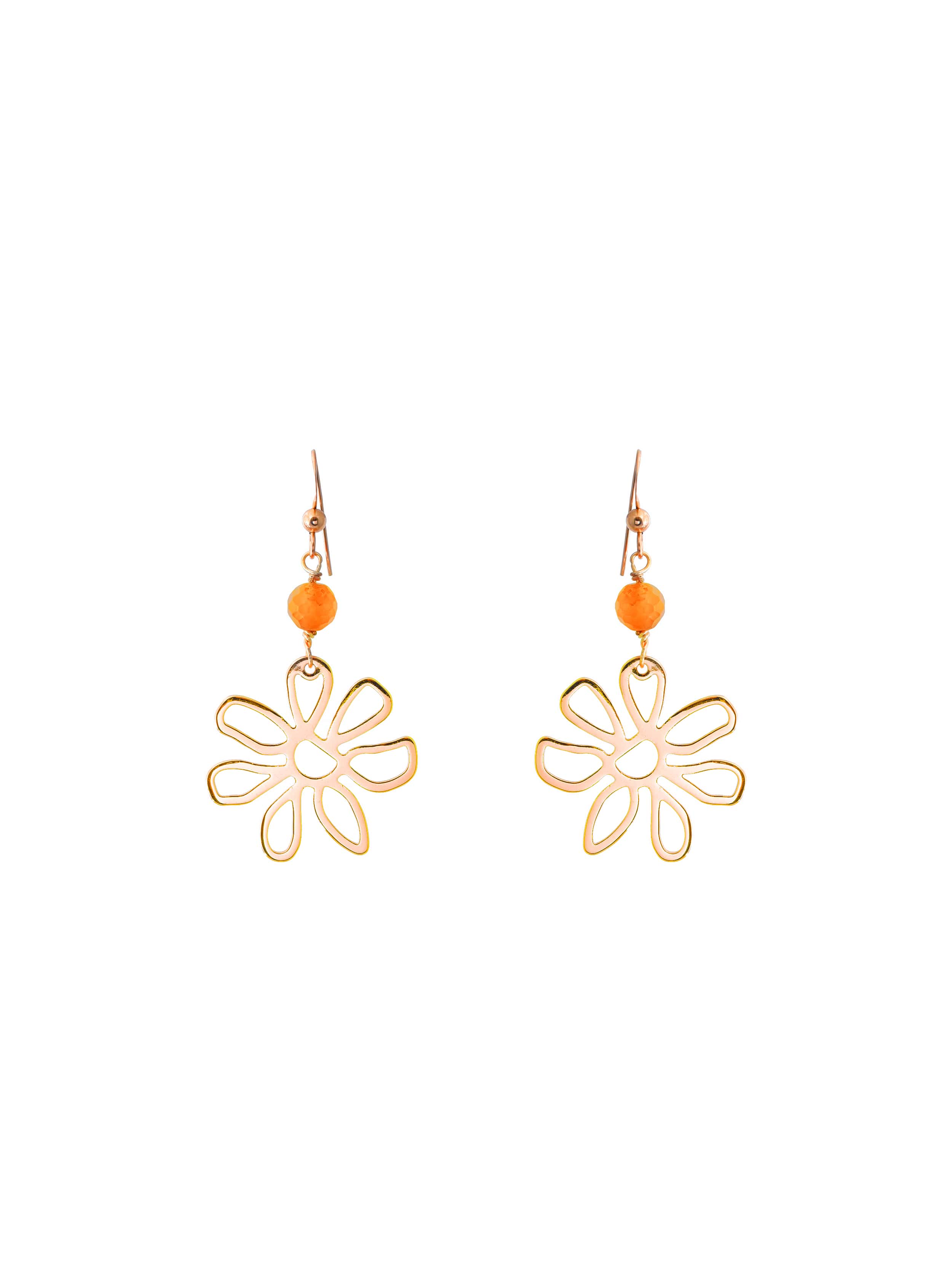 Golden Daisy Earrings in Carnelian