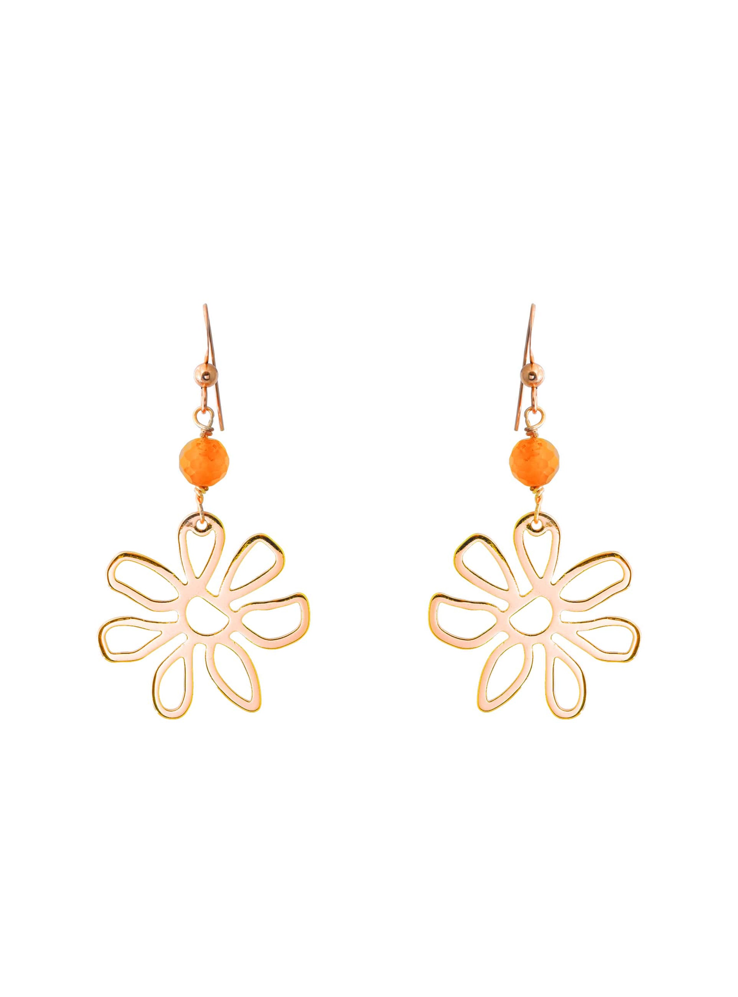 Golden Daisy Earrings in Carnelian