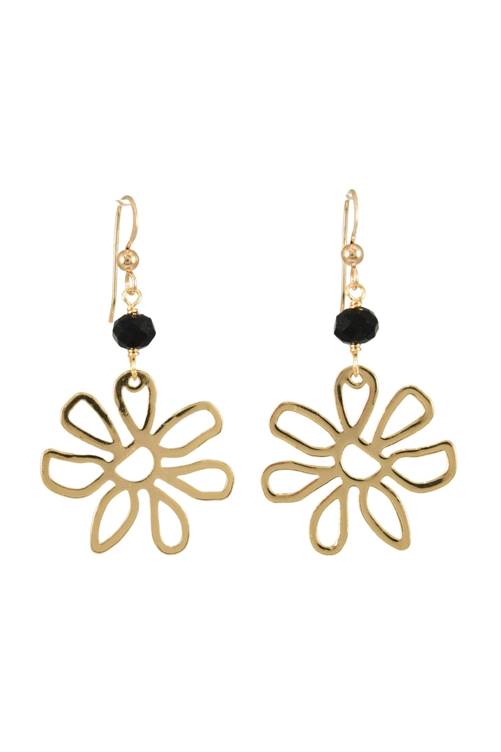 Golden Daisy Earrings in Black