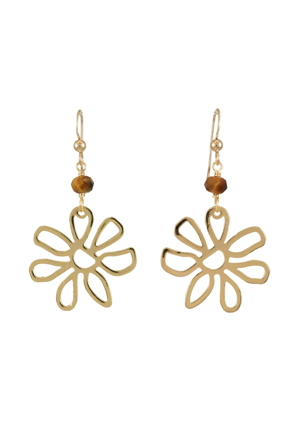 Golden Daisy Earrings in Tigers Eye