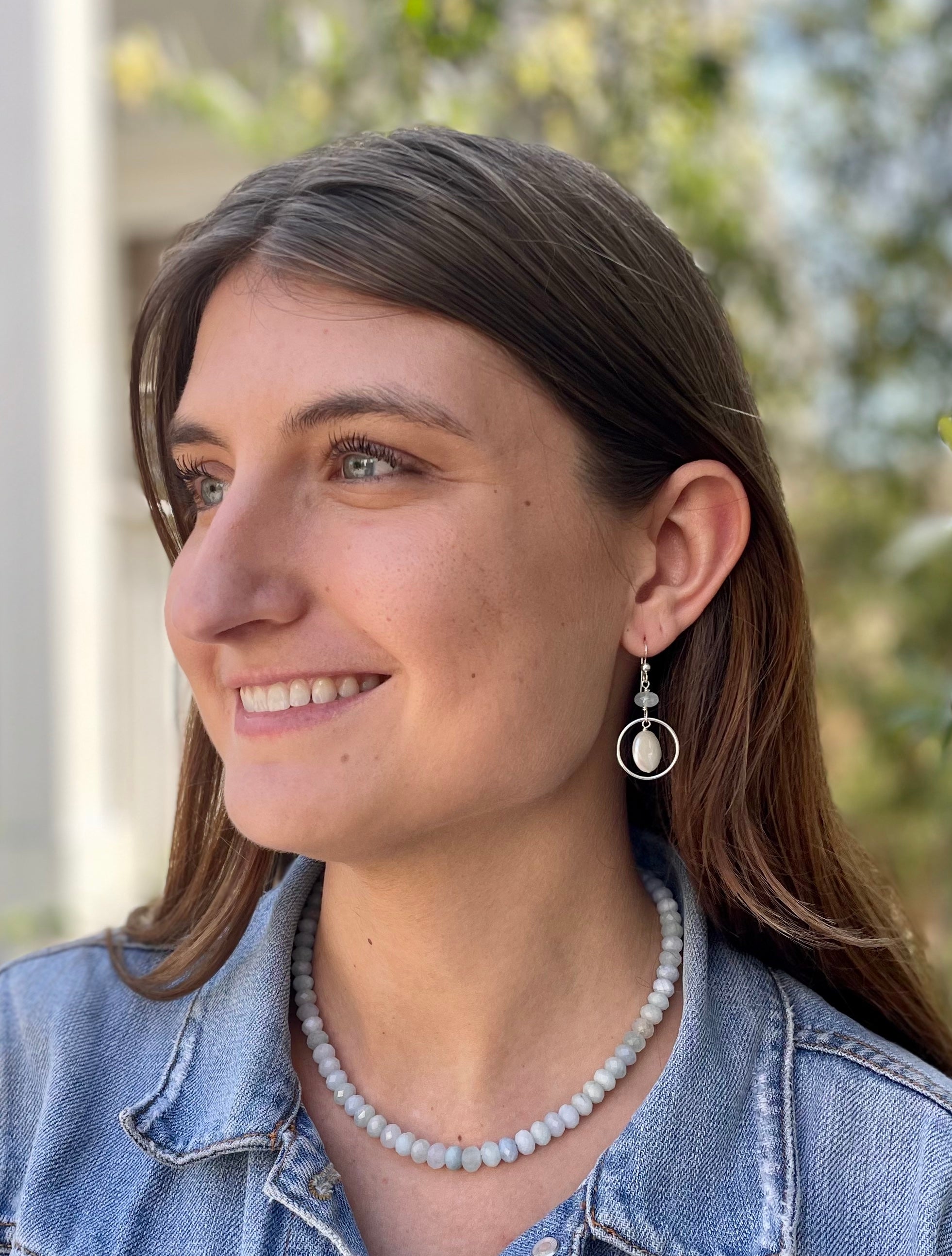 Deidre Hoop Earrings in Aquamarine