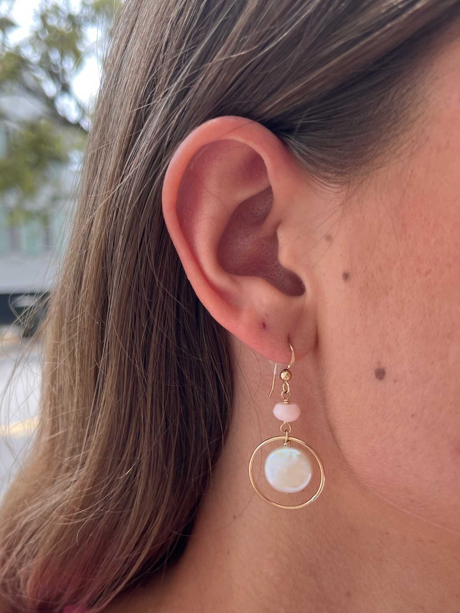 Deidre Hoops in Pink Peruvian Opal