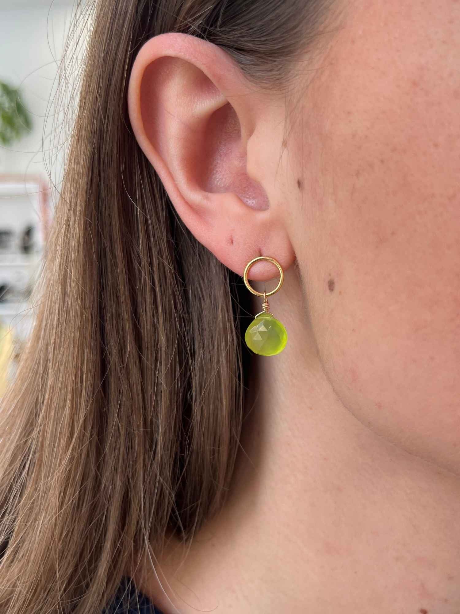 Dottie Earrings in Green Chalcedony