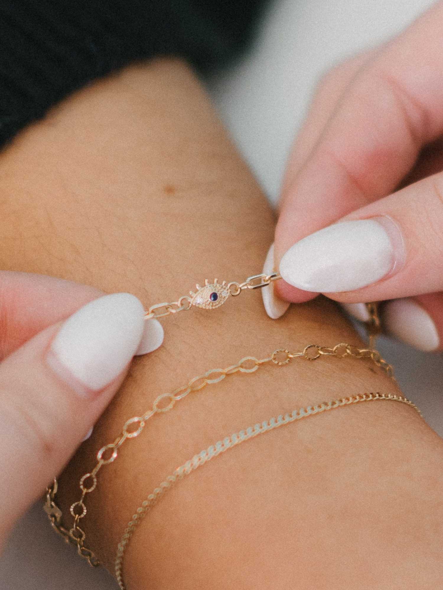 Evil Eye With Diamonds and Sapphires Charm