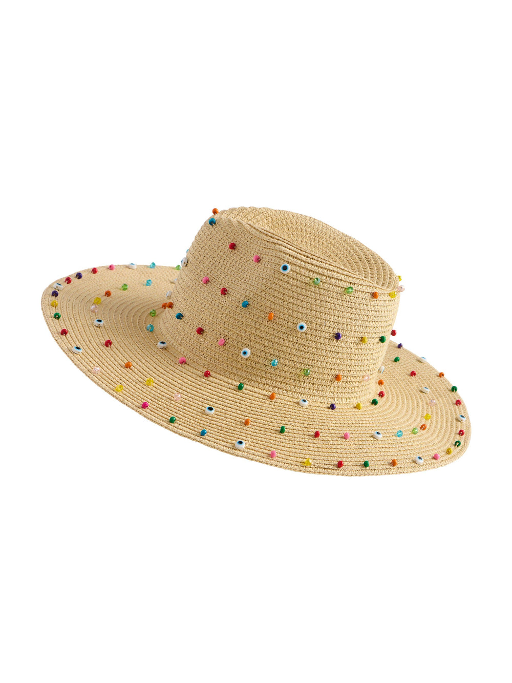 fiesta multicolor beaded straw hat