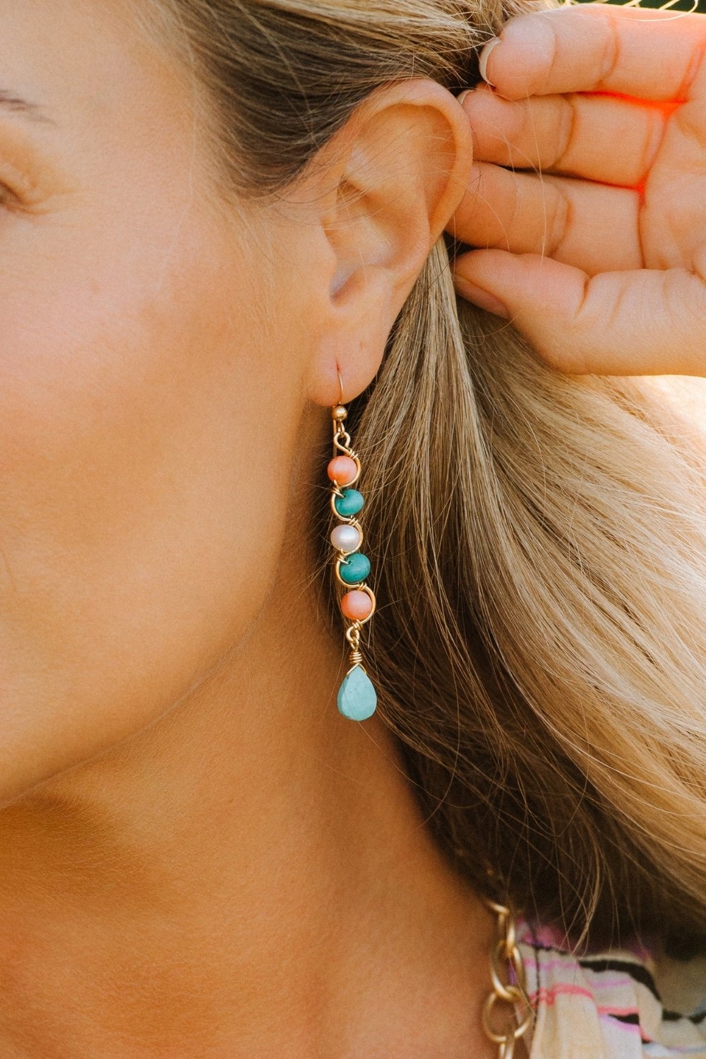 Gem Wave Earrings in Turquoise