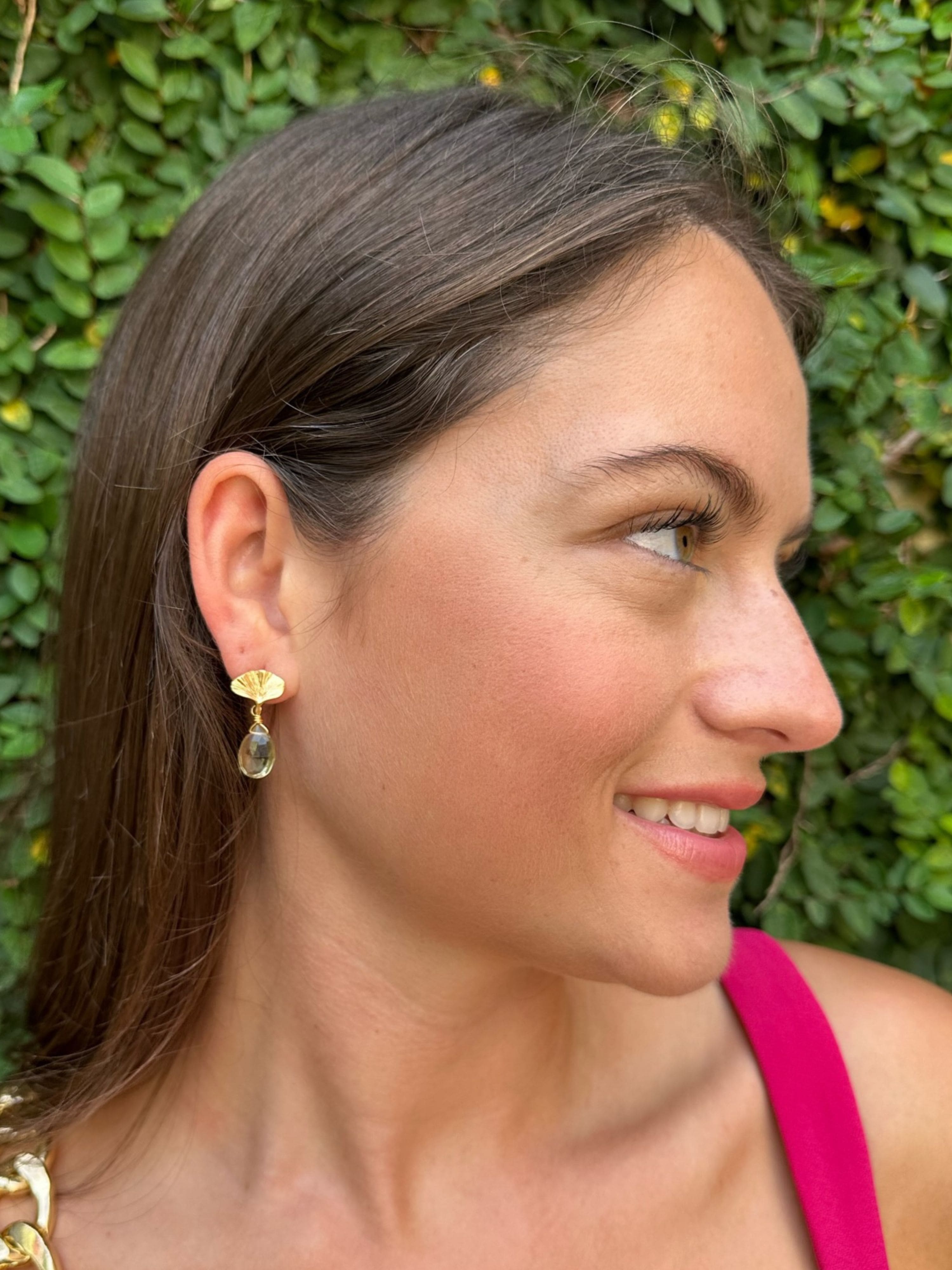 Gingko Earrings in Citrine
