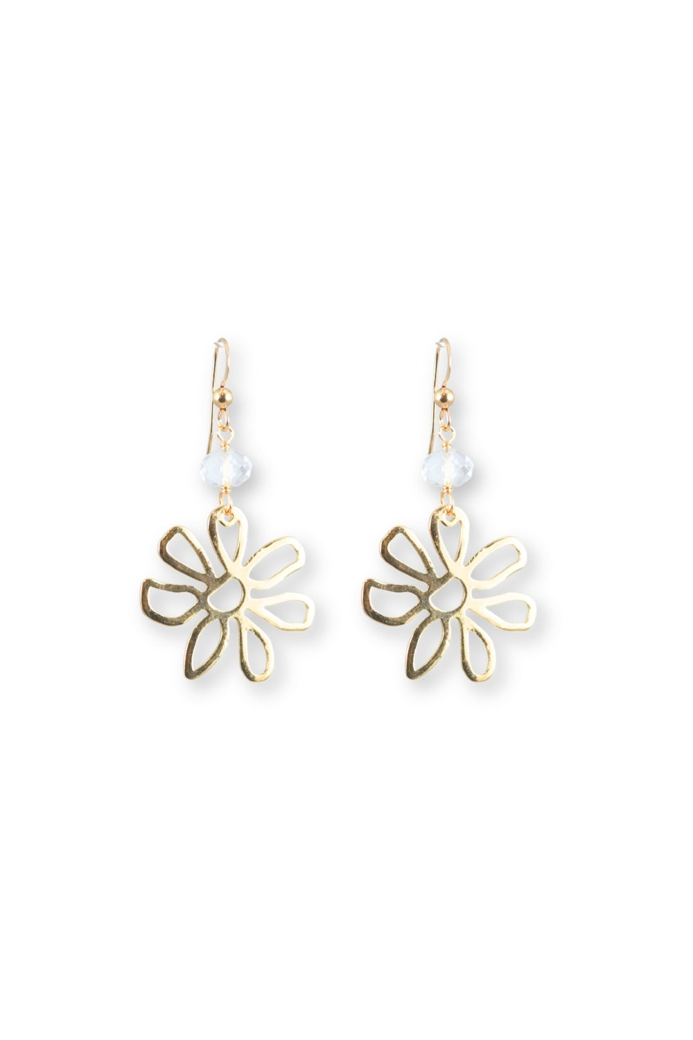 Golden Daisy Earrings in Clear Quartz