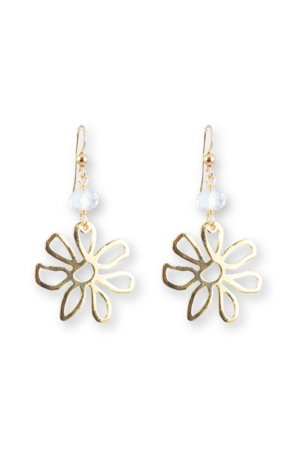 Golden Daisy Earrings in Clear Quartz