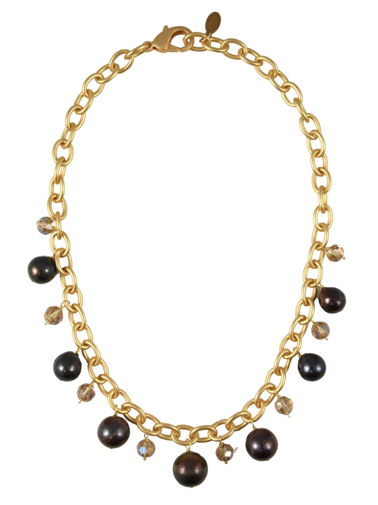 Golden Halo Necklace in Peacock Pearl