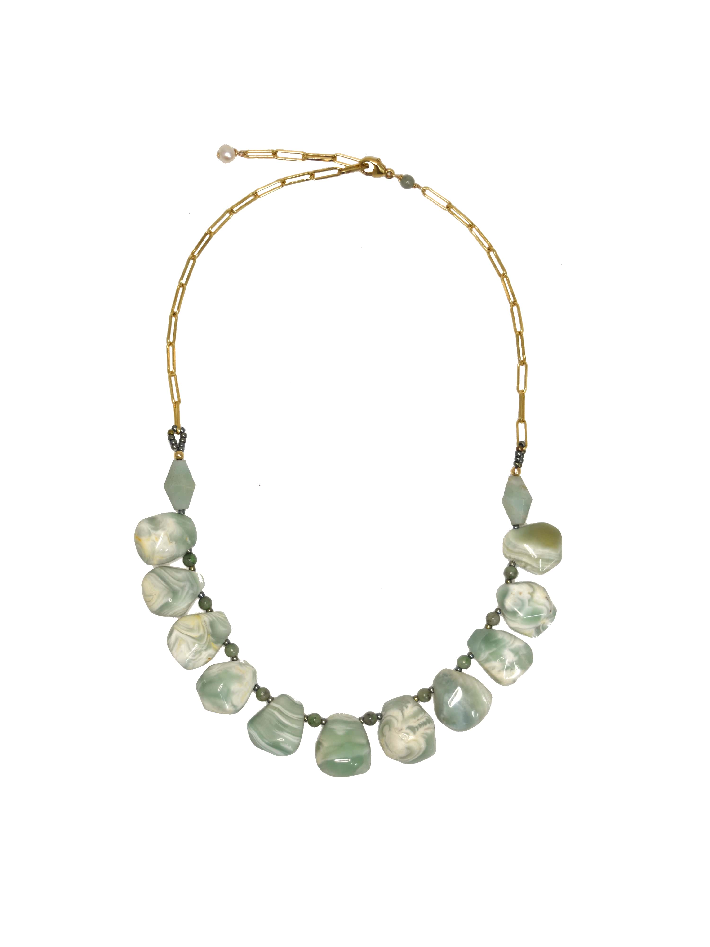 Green Jasper Teardrop Necklace