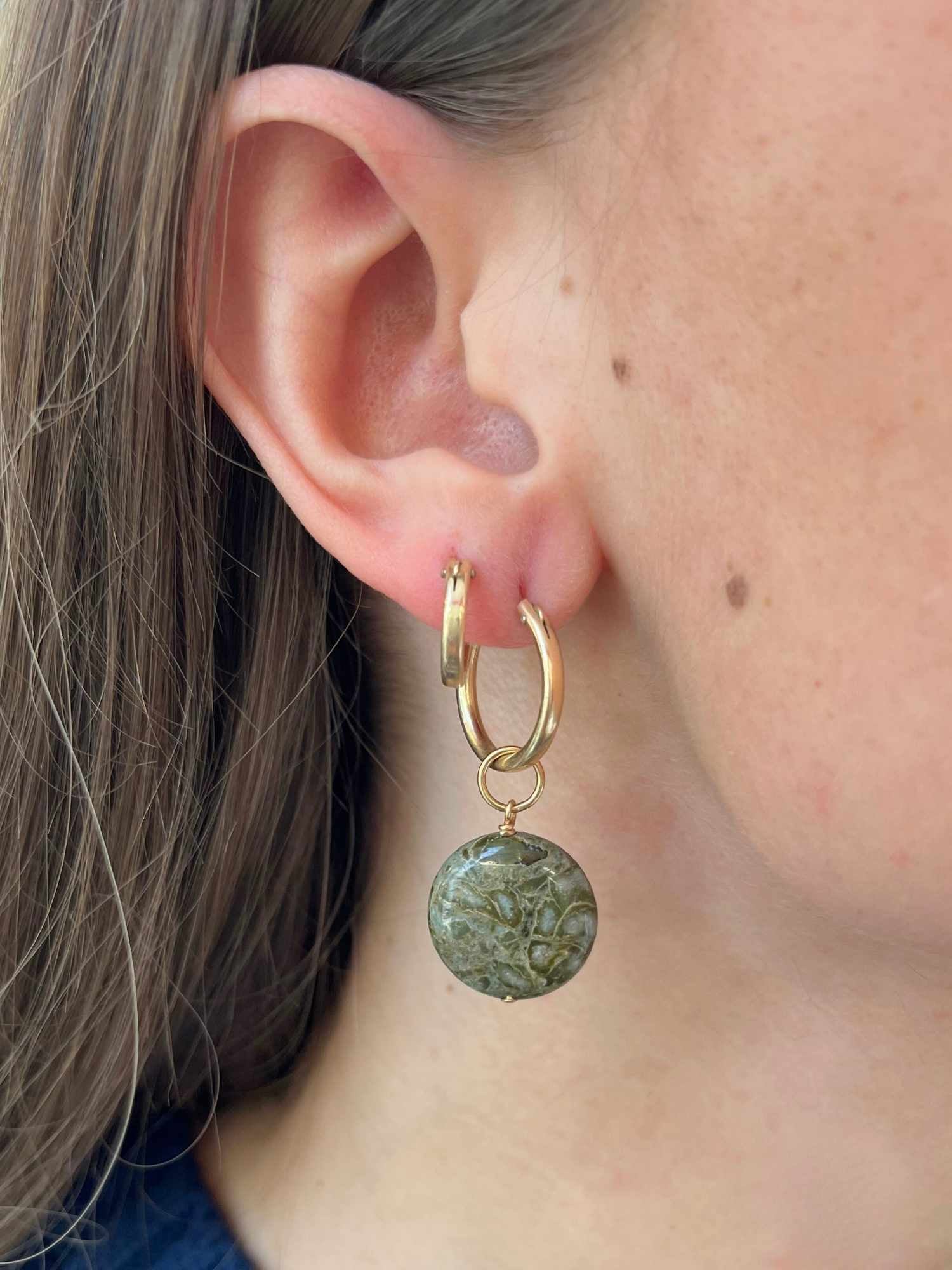 Green Jasper Circle Charm