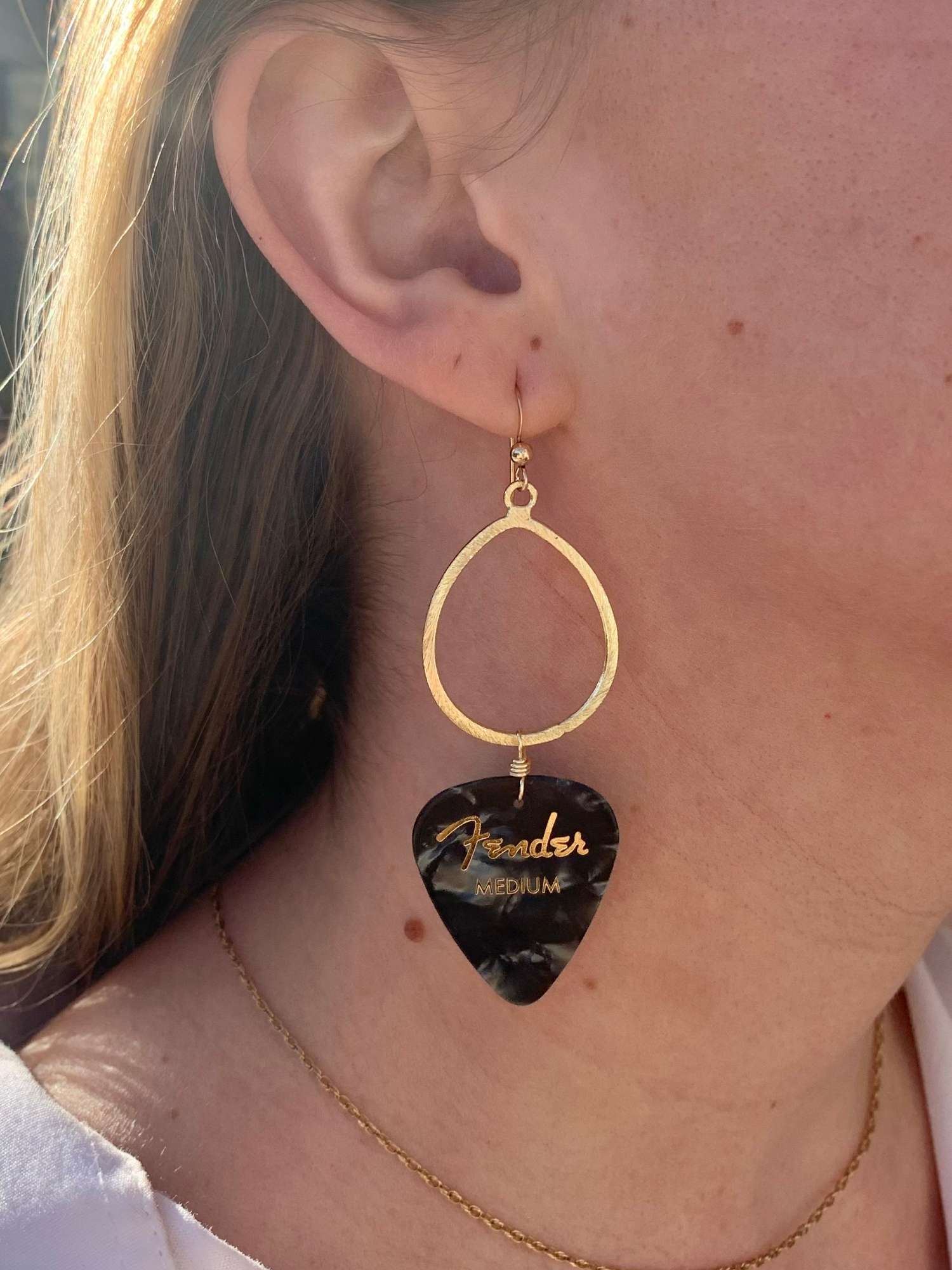 Guitar Pick Earrings in Charcoal