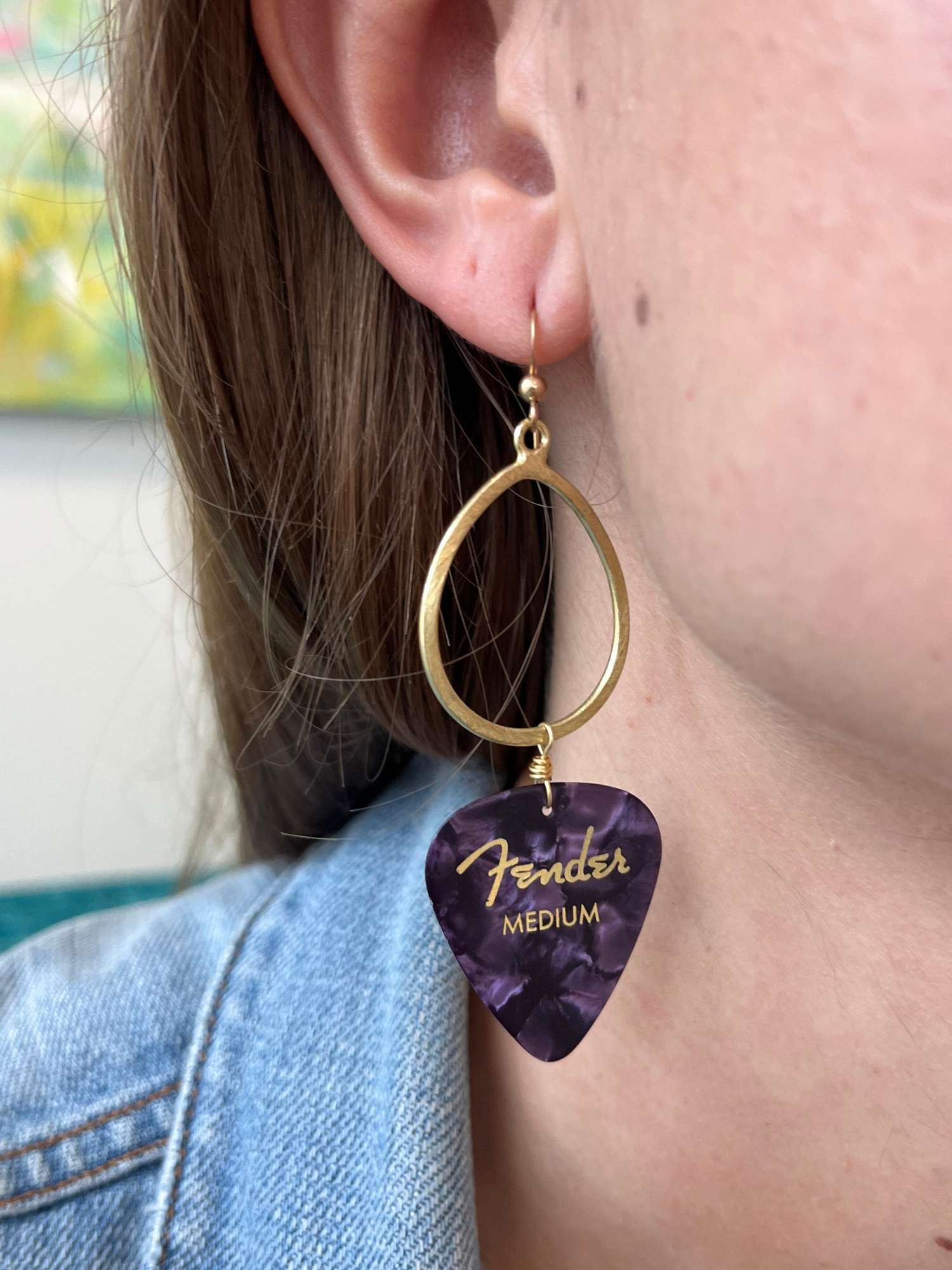 Guitar Pick Earrings in Purple Rain