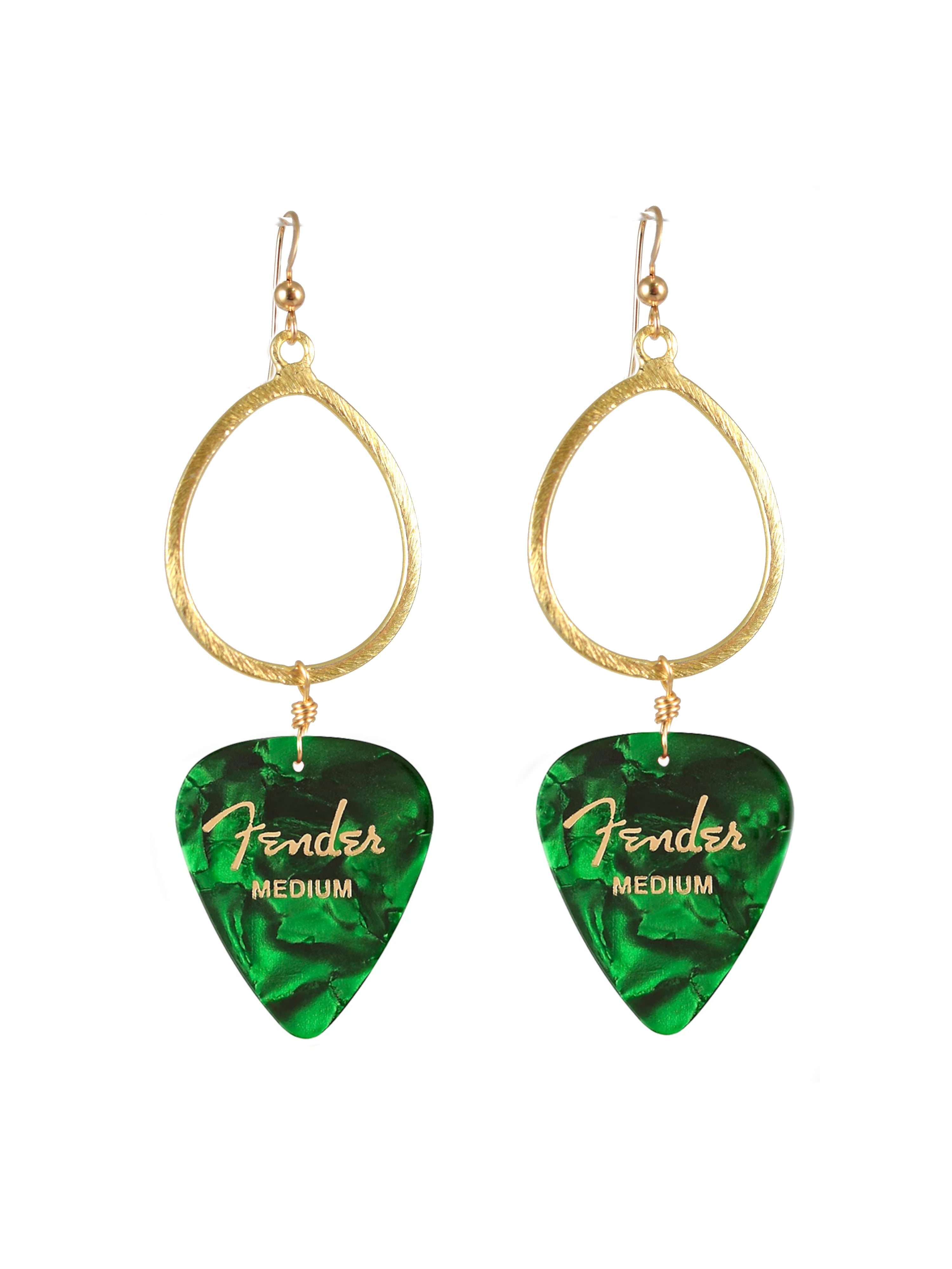 Guitar Pick Earrings in Emerald
