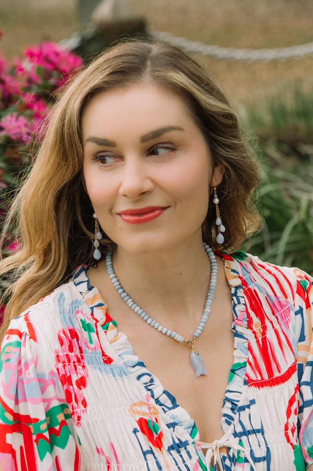 Willow Earrings in Blue Lace Agate