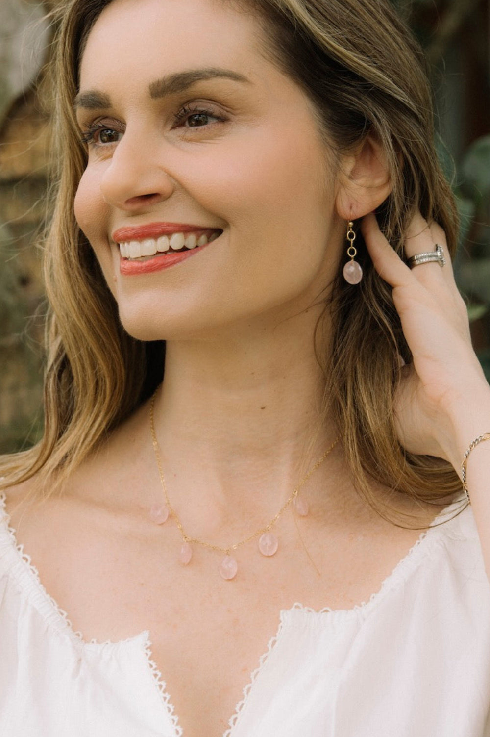 Gemma Earrings in Rose Quartz