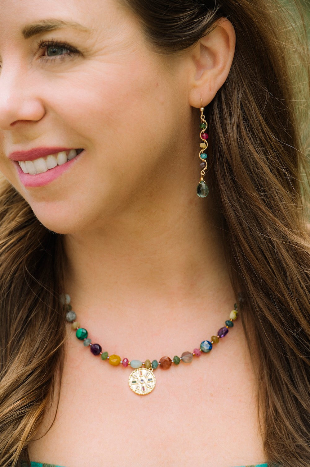 Gem Wave Earrings in Multicolor