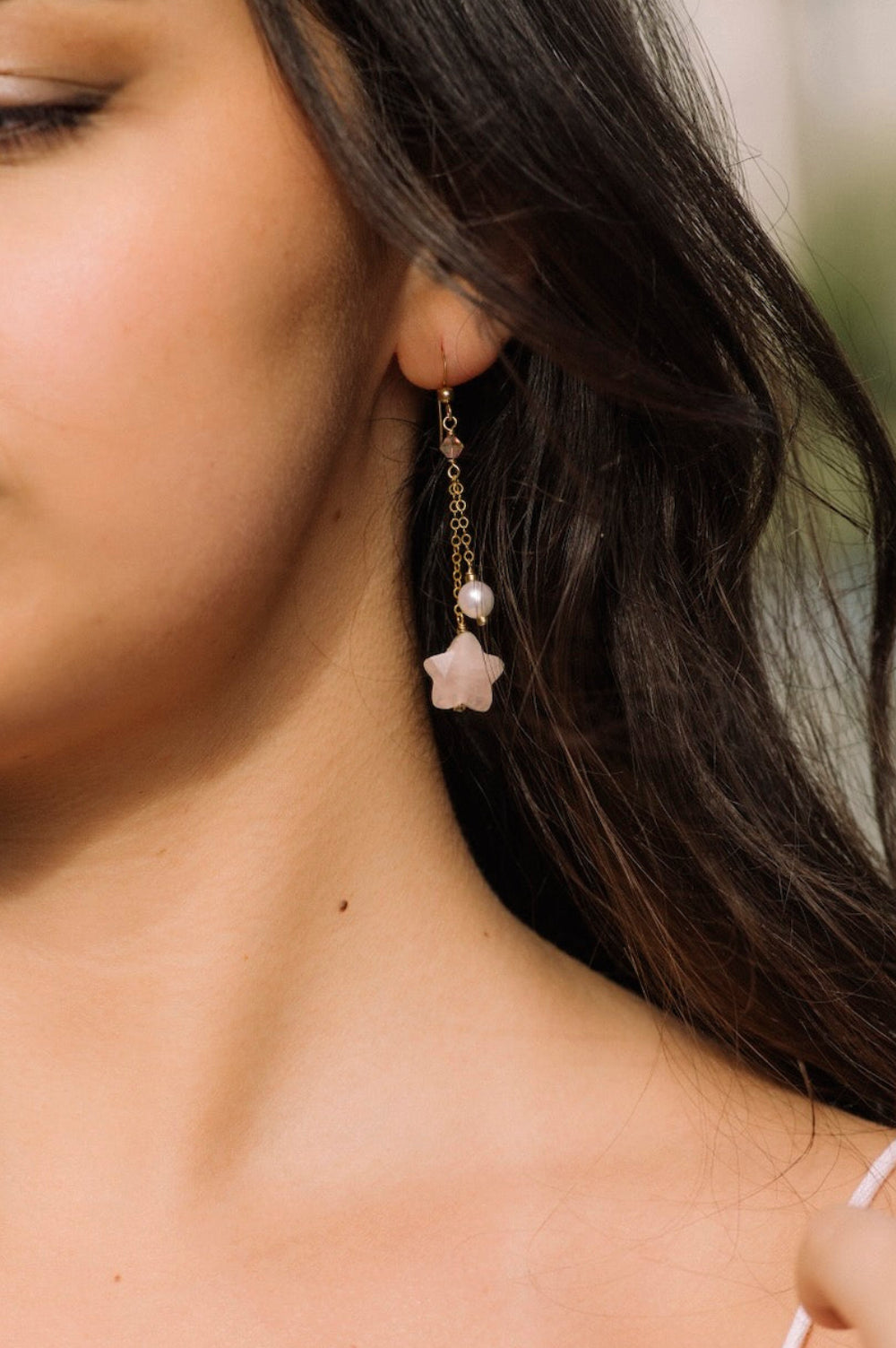 Starfall Earrings in Rose Quartz