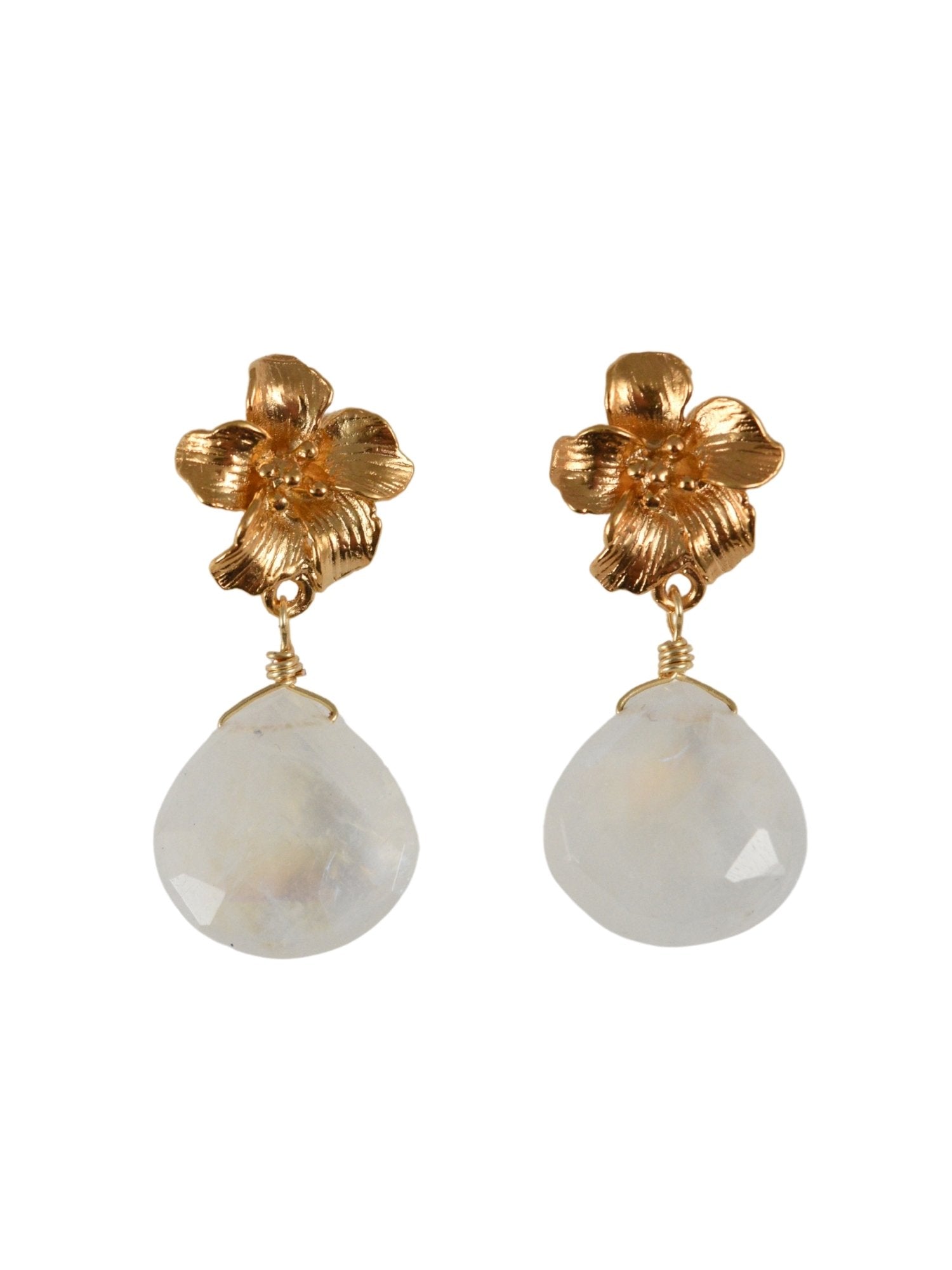 Hibiscus Earrings in Moonstone